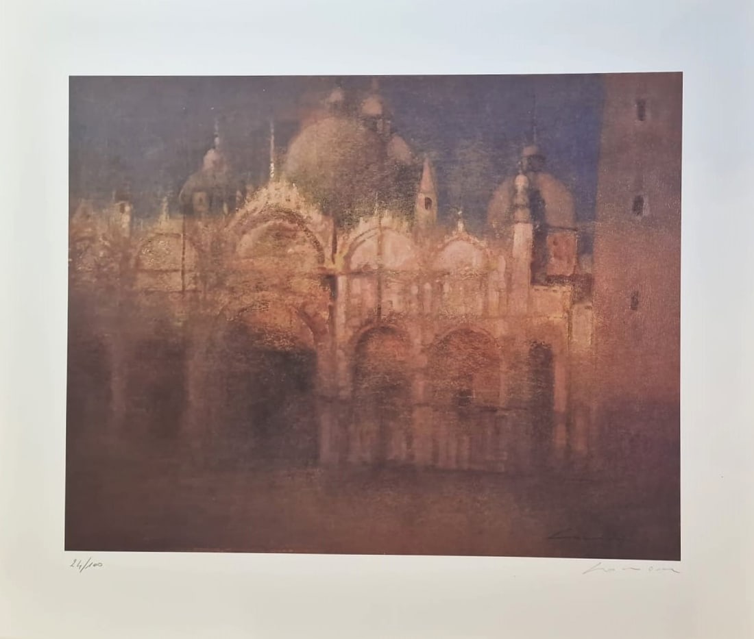 RENZO CROCIARA (Italy, 20th century) Venezia, 1990s: Color lithograph on paper. Dimensions: 70 × 80 cm. Signed in pencil in the lower right corner and signed on the plate in the lower left corner. Copy no. 24 of an edition of 100 numbered copies with A