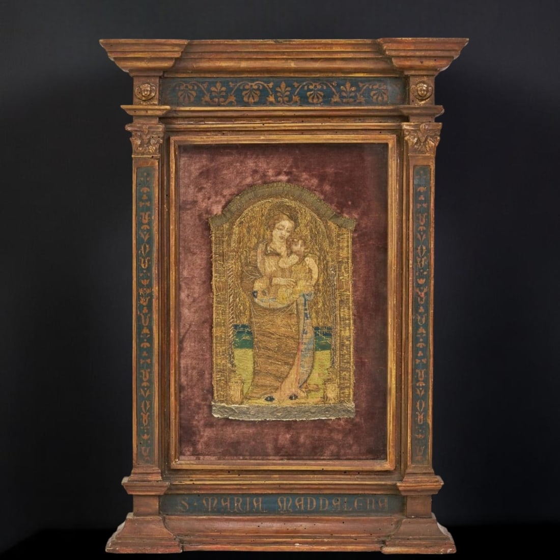 Beautiful 15th Century Medieval Embroidery of the Madonna - Italy (1 of 2)