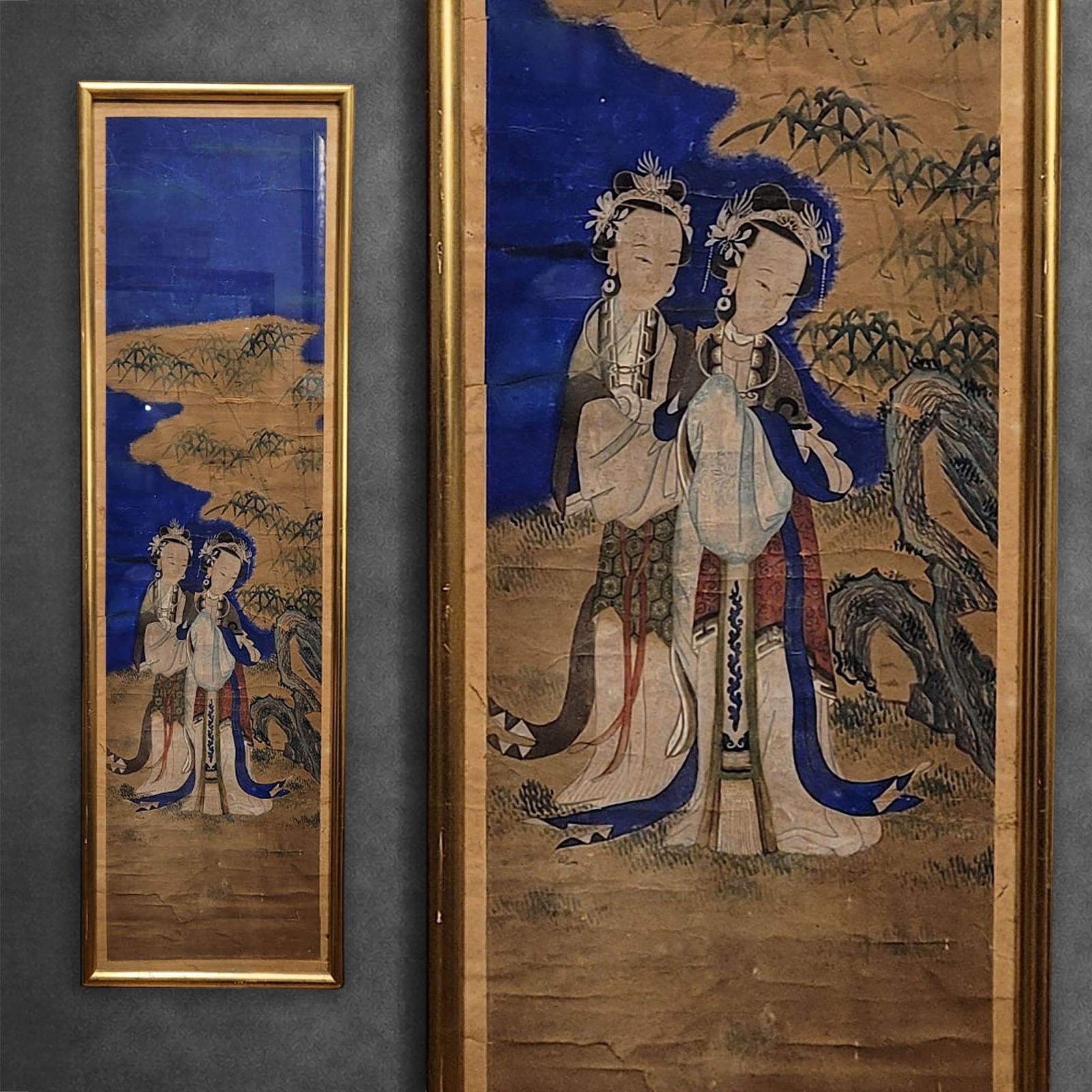 GOUACHE ON PARCHMENT “LADIES OF THE COURT??, QING DYNASTY, CIRCA 1780 – CHINA: TECHNICAL DATA Technique on support: Gouache on parchment or paper. Title of the work: “Ladies of the Court”. Period: Qing Dynasty, circa 1780. Country of origin: China. Good condition conside