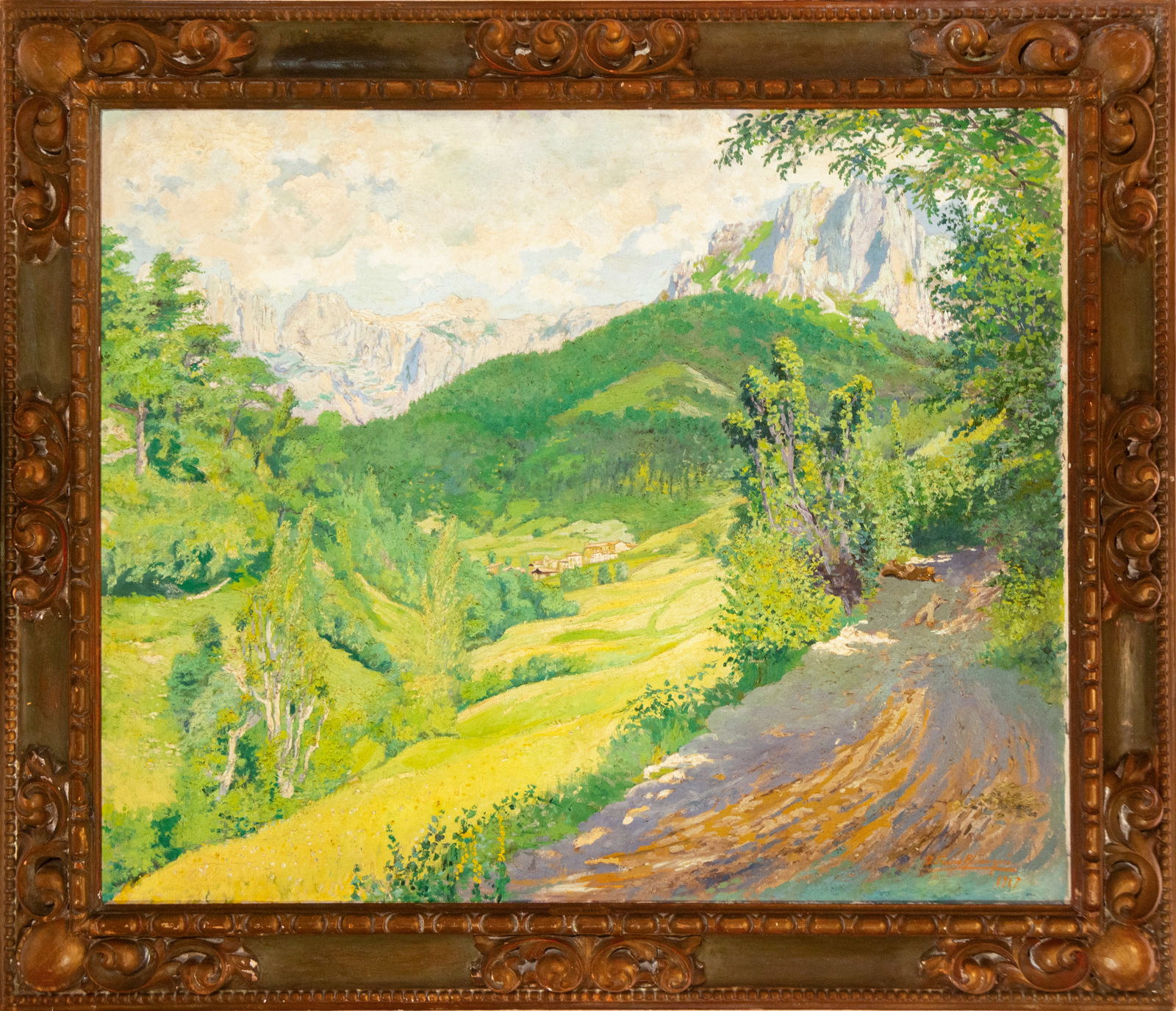 Mountain landscape, Signed, 1917, European School, 20th Century (1 of 5)