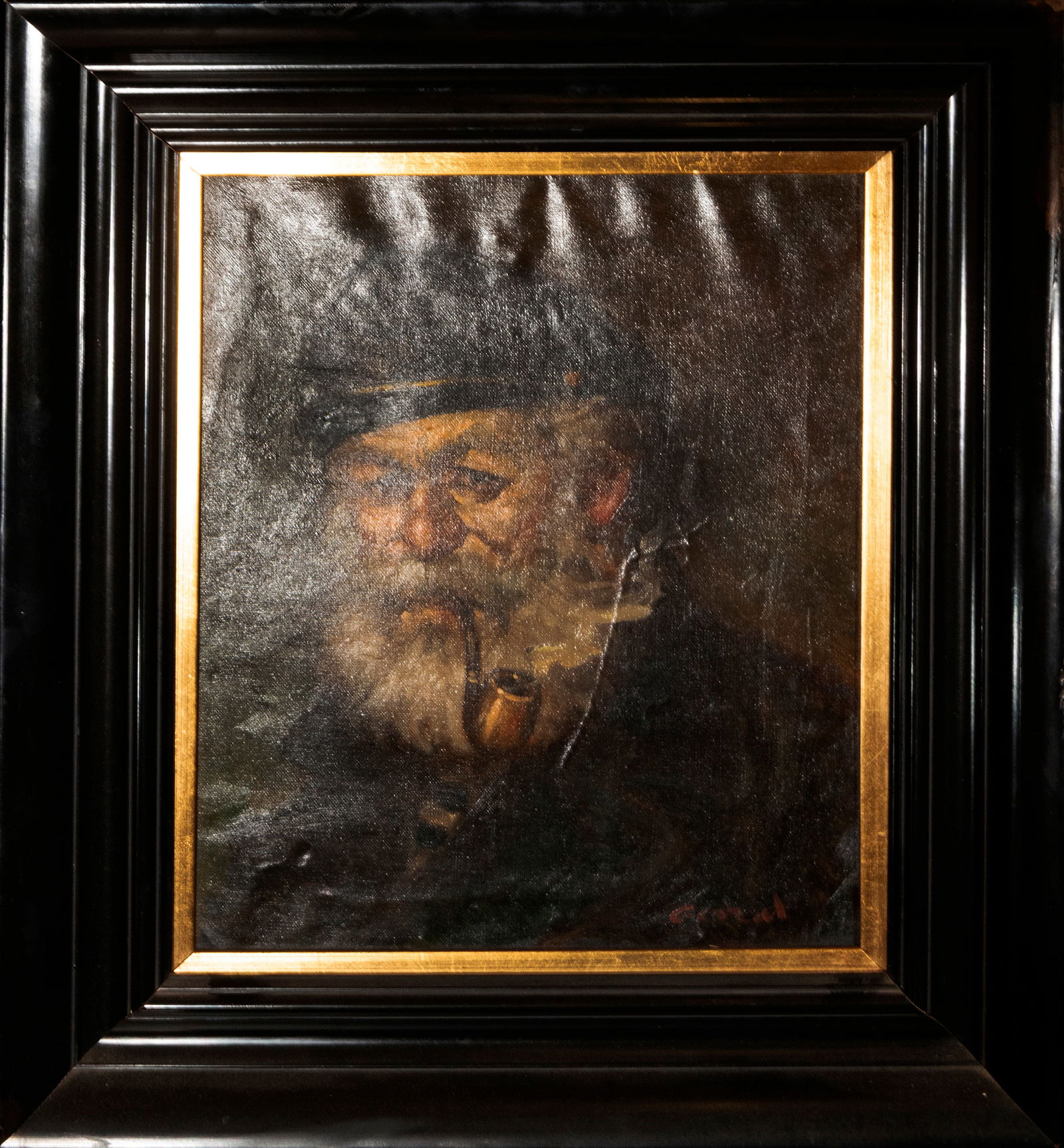 Portrait of an old man with a pipe, Signed, European School, 20th Century (1 of 4)