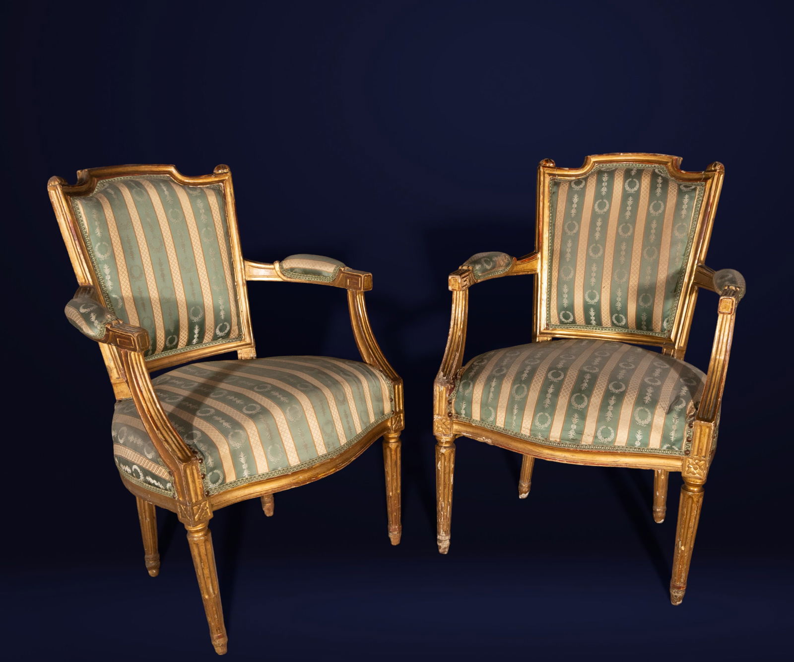 Pair of Louis XV style armchairs, European school, 18th - 19th centuries (1 of 5)