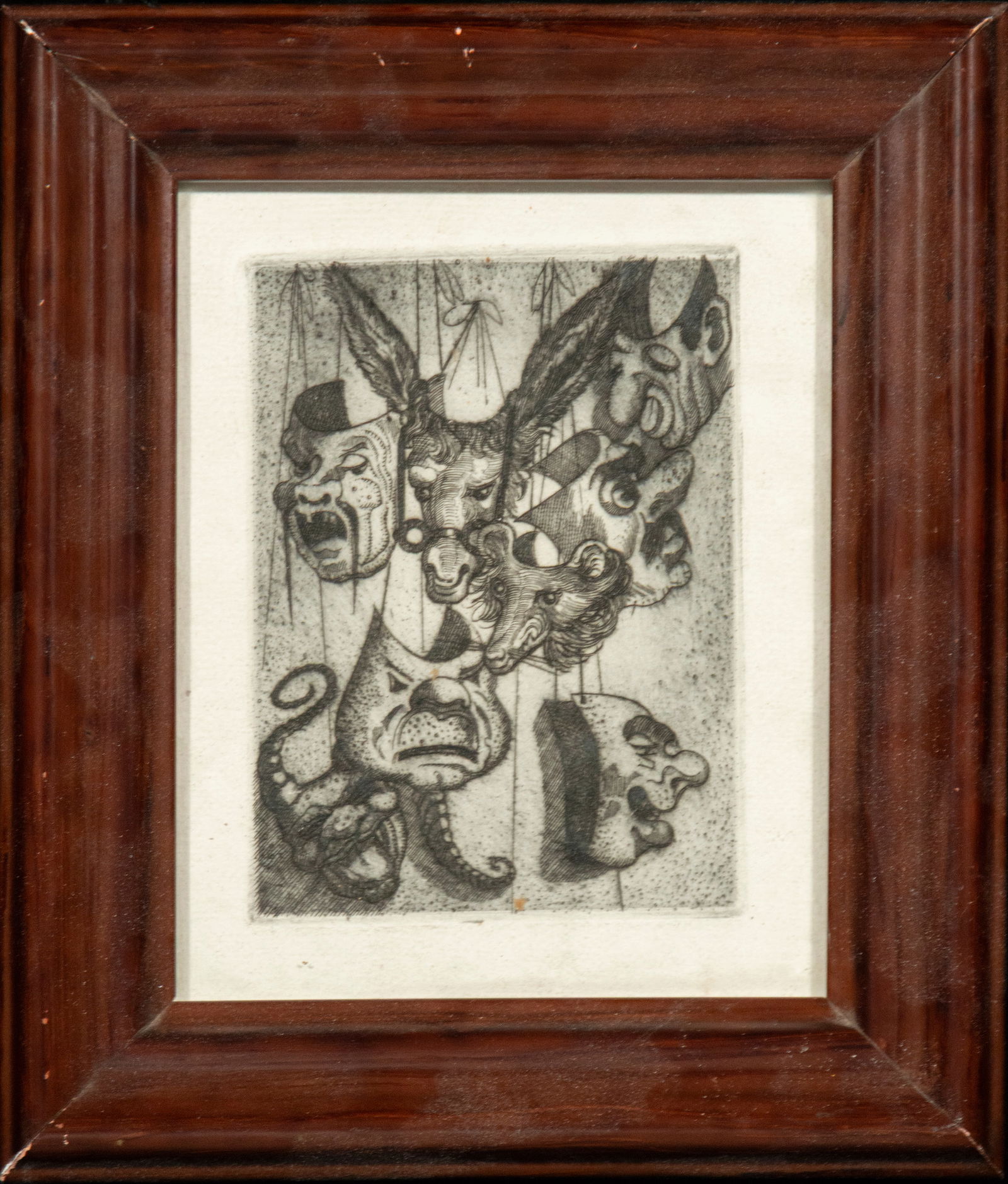 Composition of masks and fantastic figures, European School, early 19th century (1 of 3)