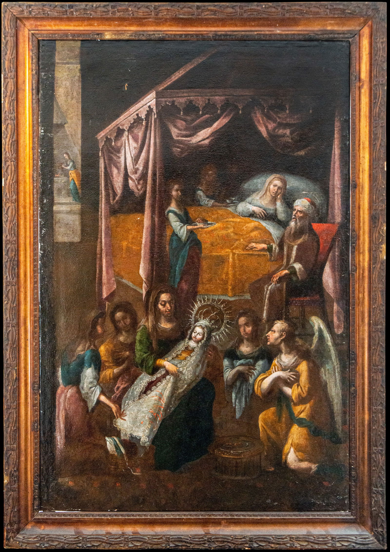 Attributable to Juan Ribalta (1596-1628) or Herrera the Elder (1590-1654). The Transit of Saint Anne: The Death of Saint Anne - 17th Century. Oil on canvas. Dimensions: 125 x 81 cm; 143 x 99 cm with frame. Formerly an important private collection in Madrid.