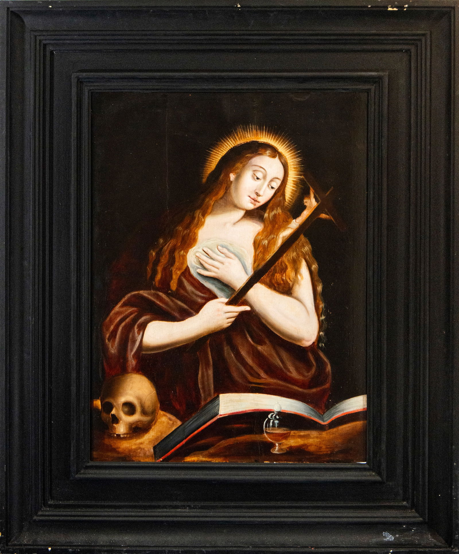 Interesting Penitent Magdalene - Italian-Flemish Renaissance of the 16th century: Oil on panel. Ex-collection of Auguste Millot. Measurements: 66 x 48 cm; 95 x 77 cm with frame.