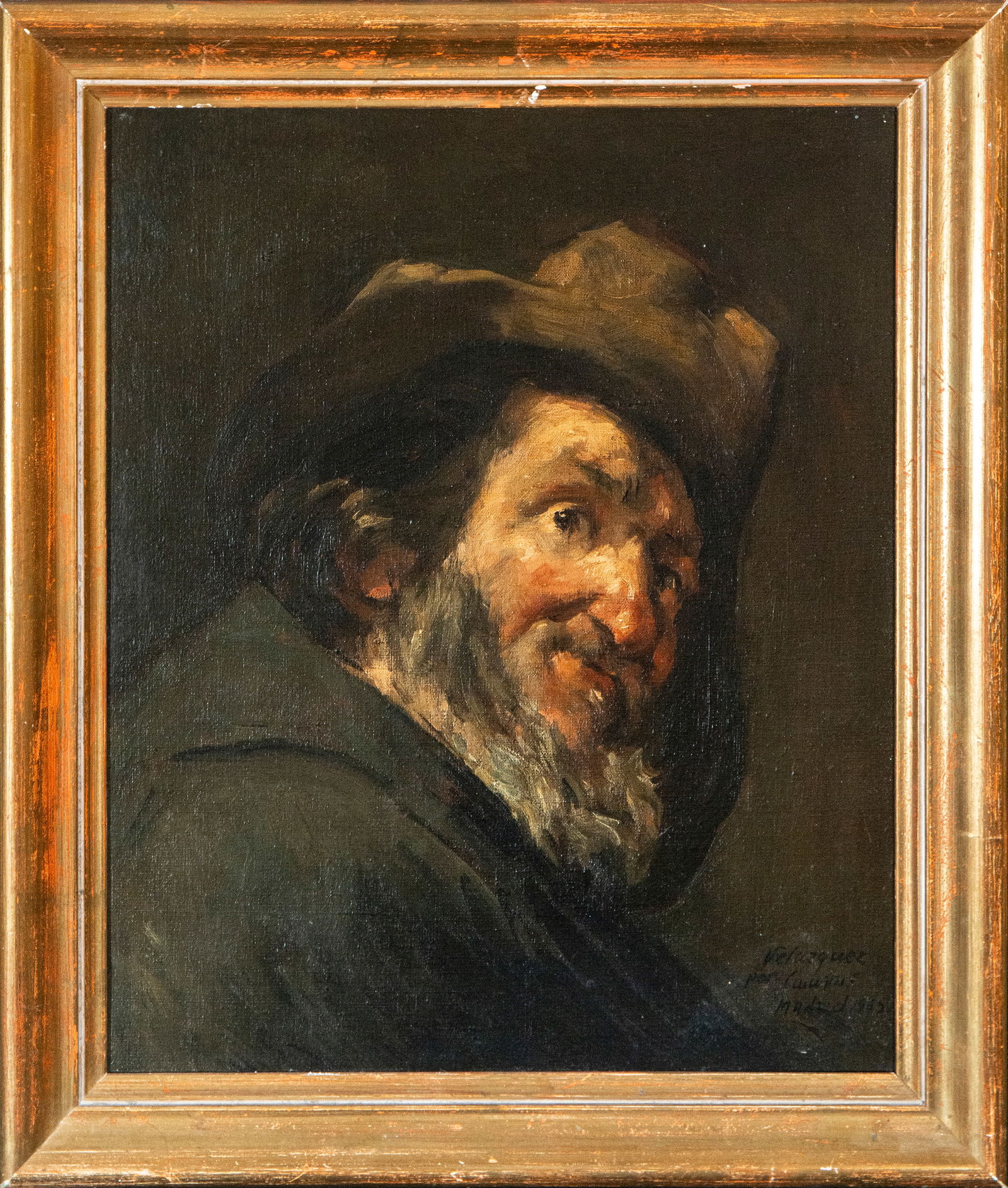 Portrait of an old man, signed. Spanish School. 20th century (1 of 7)