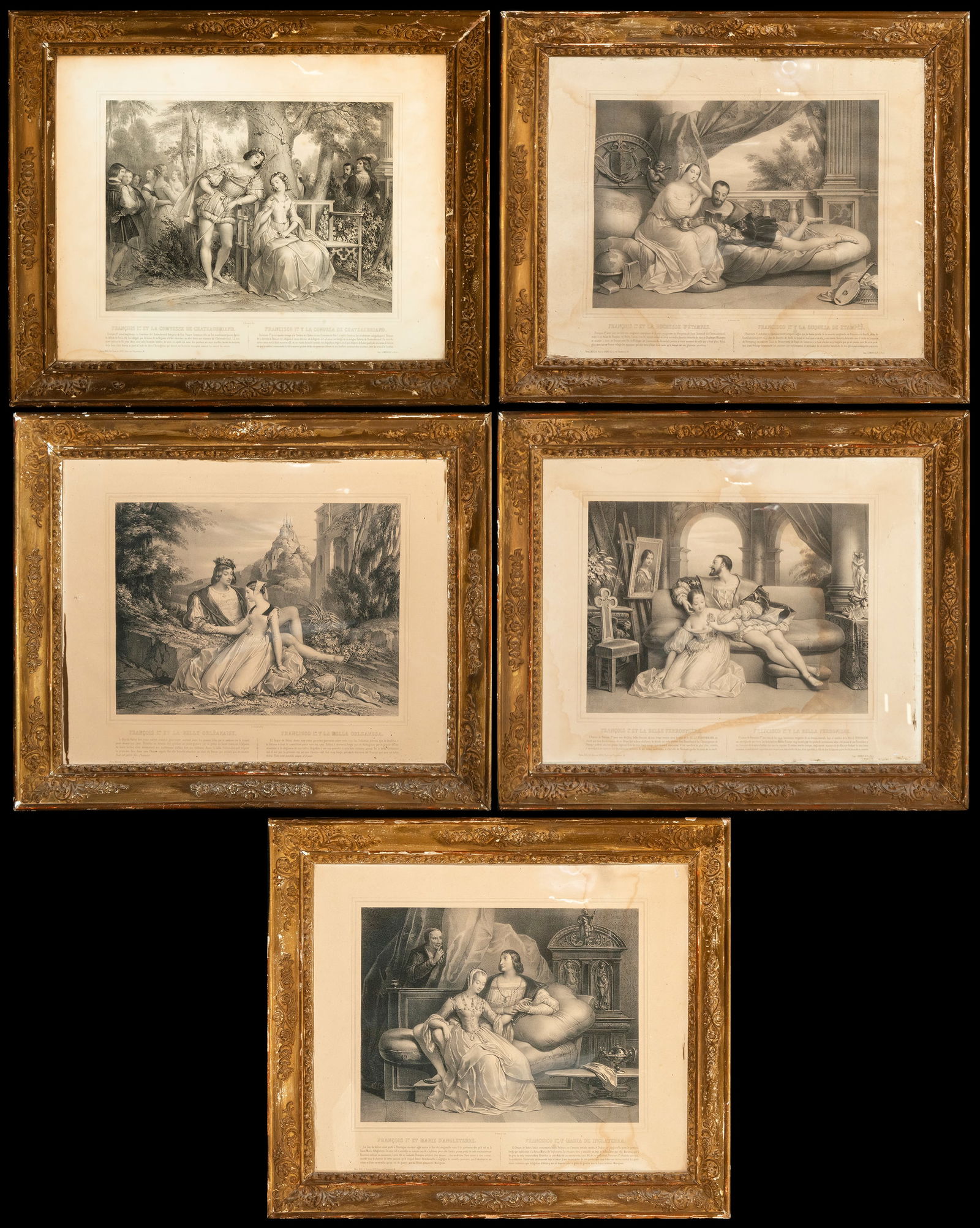 Collection of five engravings of gallant and historical scenes, European School, between the 19th (1 of 20)