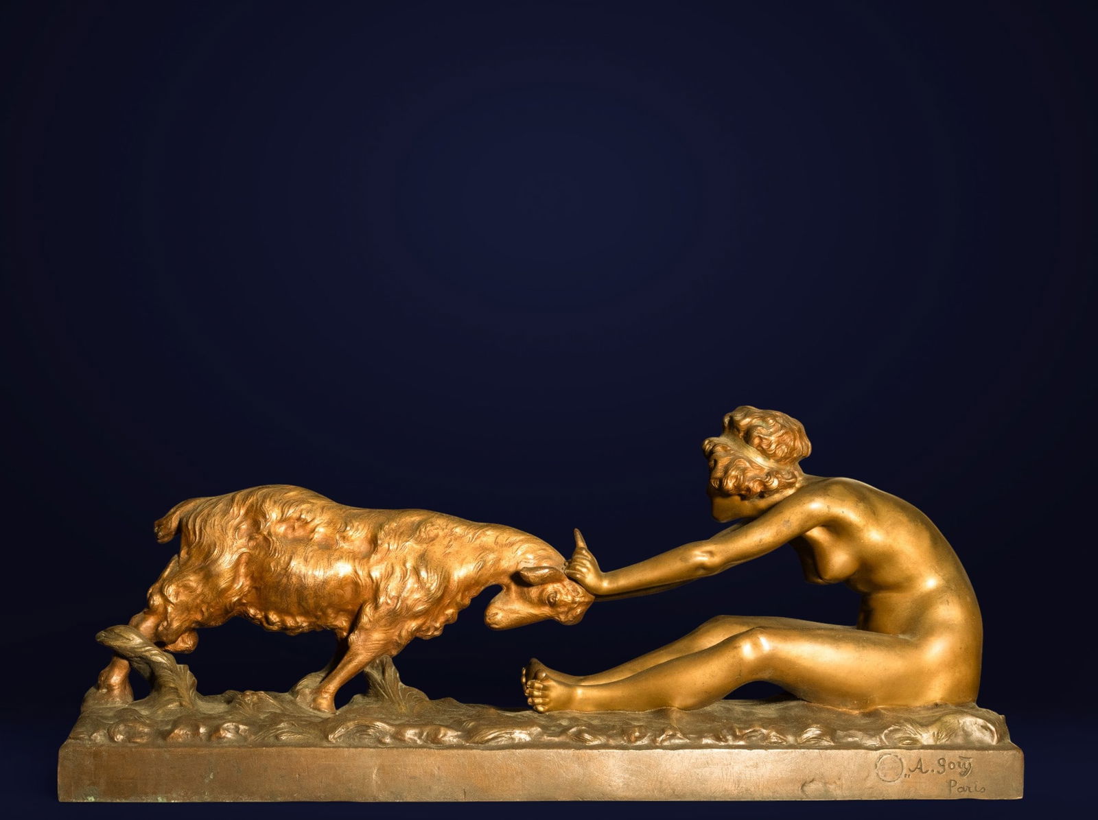 Affortunato GORY GORI (1886-1925) Exceptional Art Nouveau Chryselephantine Bronze Sculpture of Lady: Mercury-gilt bronze. Signed and with foundry mark in the lower right corner. Dimensions: 67 x 30 cm. Provenance: part of a major private Catalan collection since the 1970s.