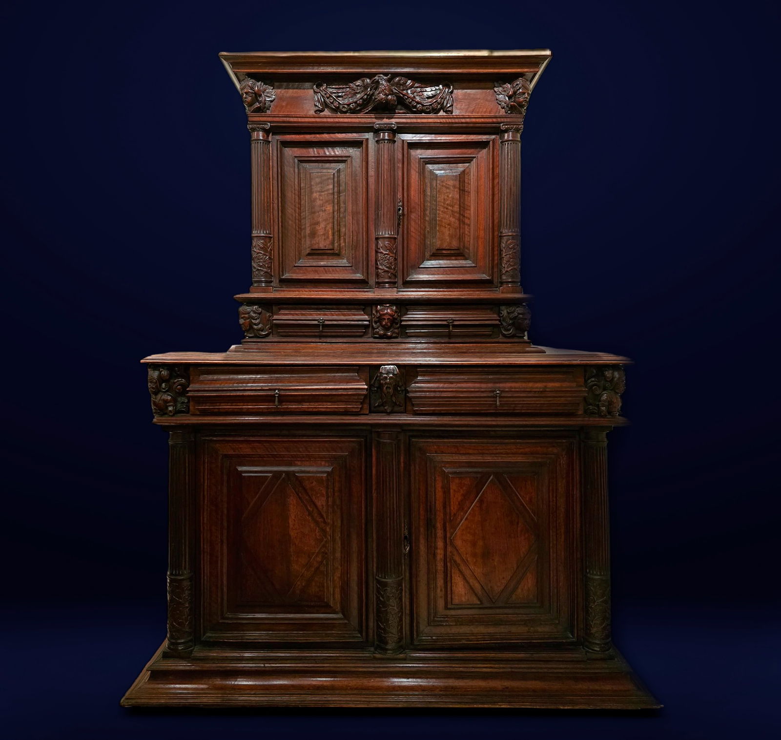 Distinguished English Tudor Neo-Gothic oak sideboard. 19th century. England. (1 of 2)