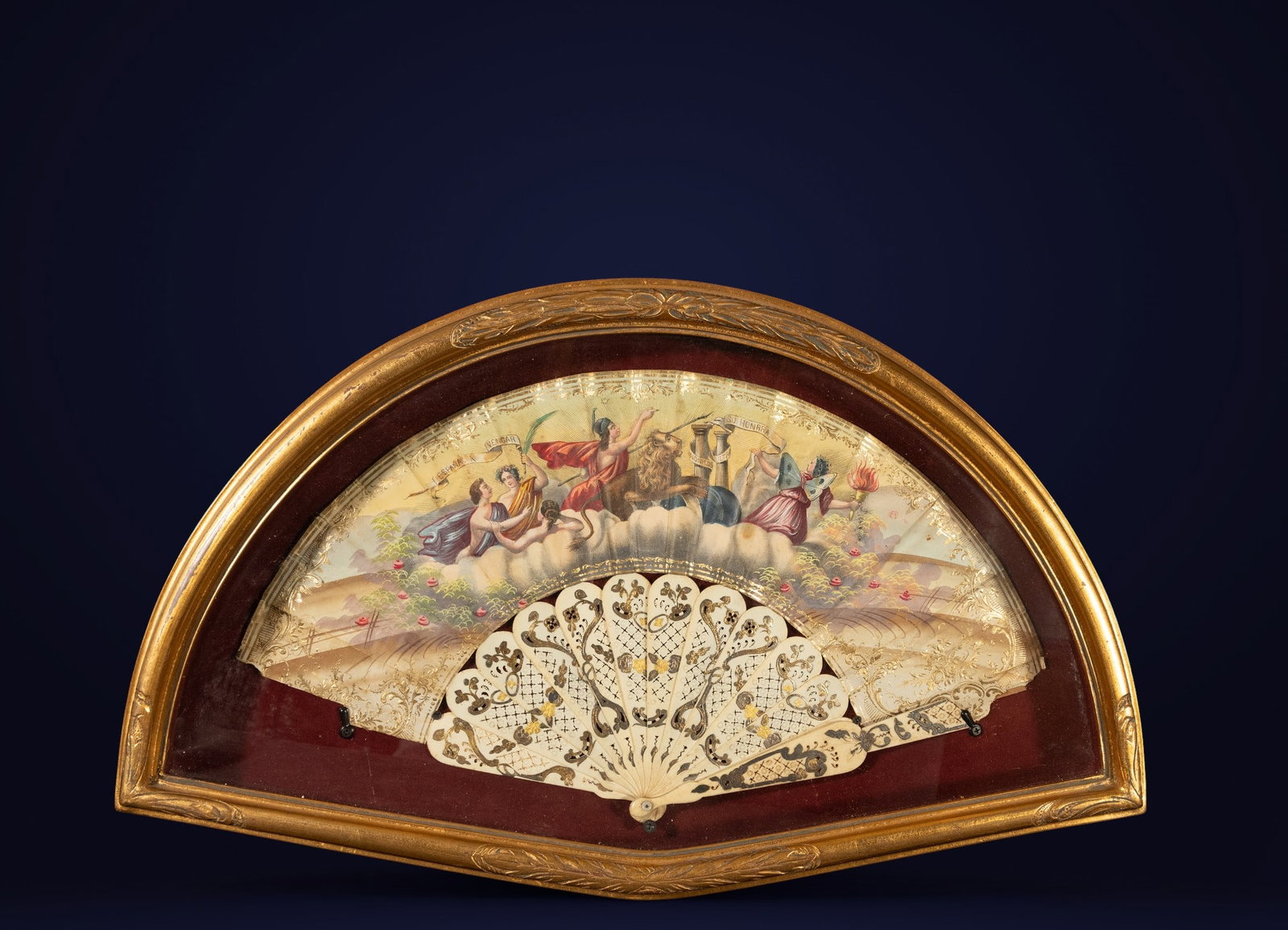 Commemorative Fan, War of Independence, 19th Century: 60 x 35 cm, with box, fan only dimensions: 50 x 28 cm