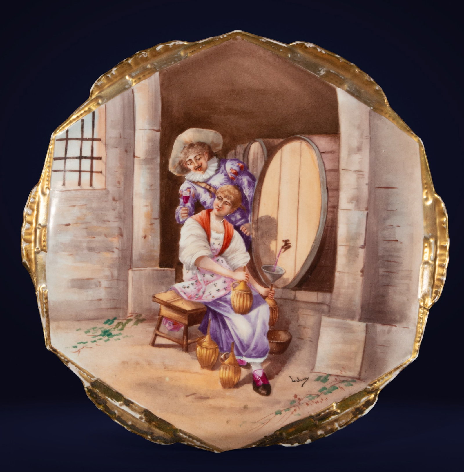 French ceramic tray, 19th century: Measurements: 34 cm x 34 cm x 4 cm