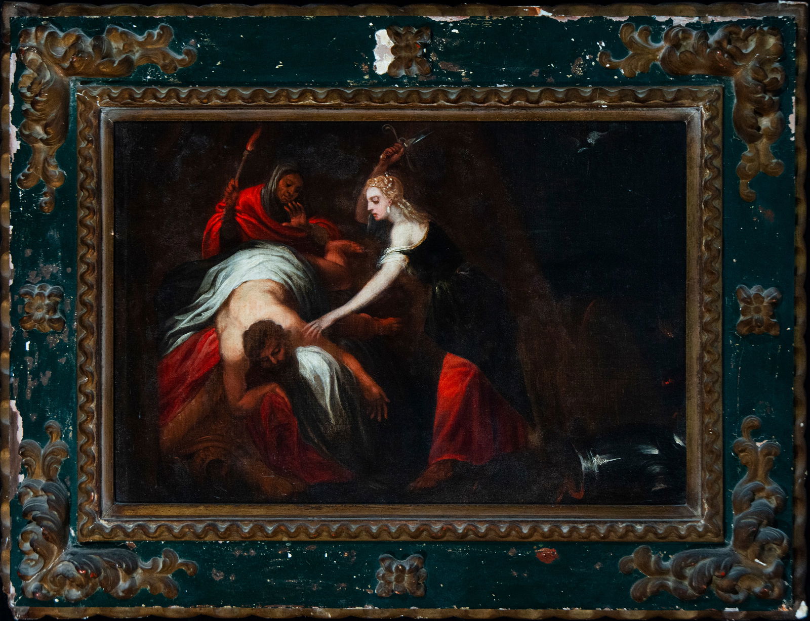 Salome with Saint John the Baptist (Italy - 17th Century): Oil on canvas, Dimensions 79 x 55 cm and 109 x 84 cm