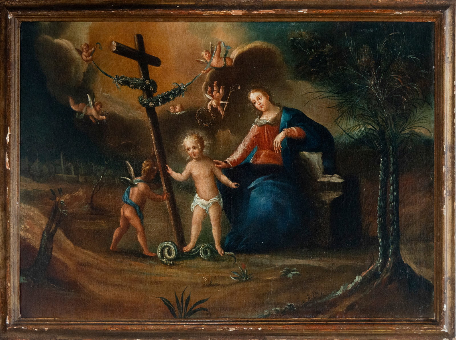 Virgin and Child - Italian Roman School, 18th Century.: Oil on canvas. Measurements: 95 x 64 cm (without frame), 104 x 76 cm (with frame).
