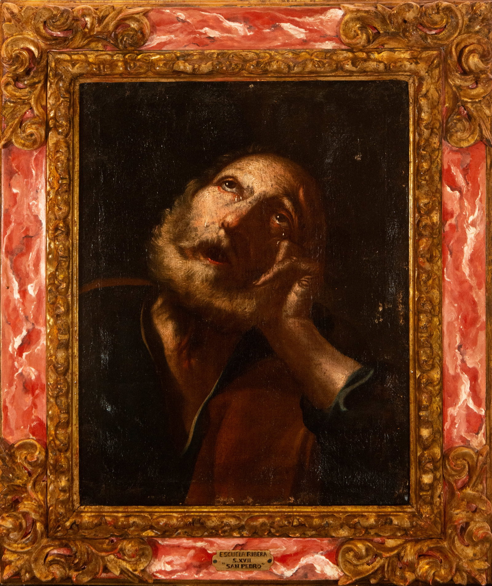 Tears of Saint Peter, Neapolitan Caravaggist school of the 17th century: Oil on canvas. Measurements: 56 cm x 42 cm and 78 cm x 63 cm