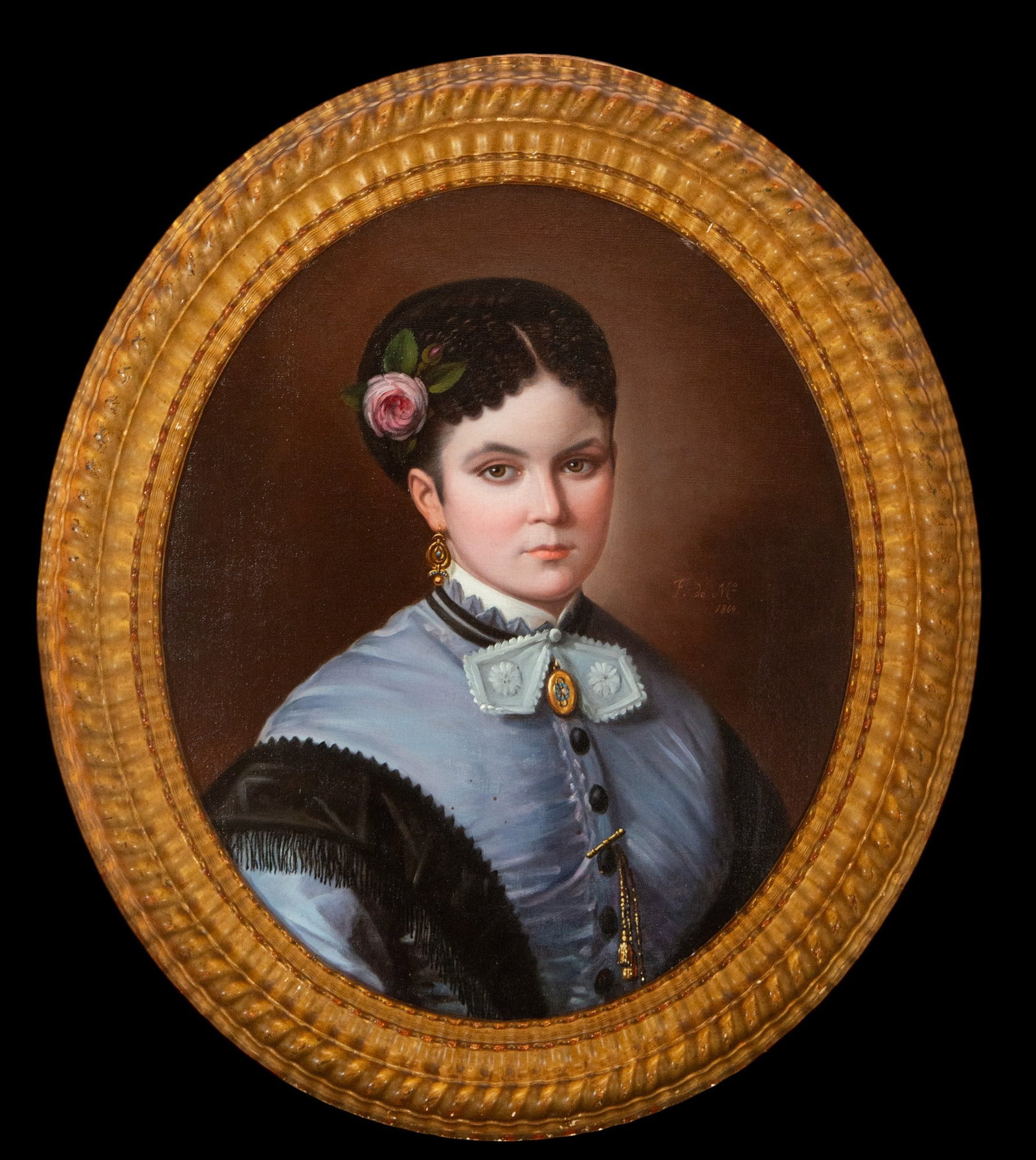 Portrait of a Young Lady, Federico de Madrazo, 19th century: Oil on canvas. Measurements: 65 cm x 52 cm and 82 cm x 53 cm