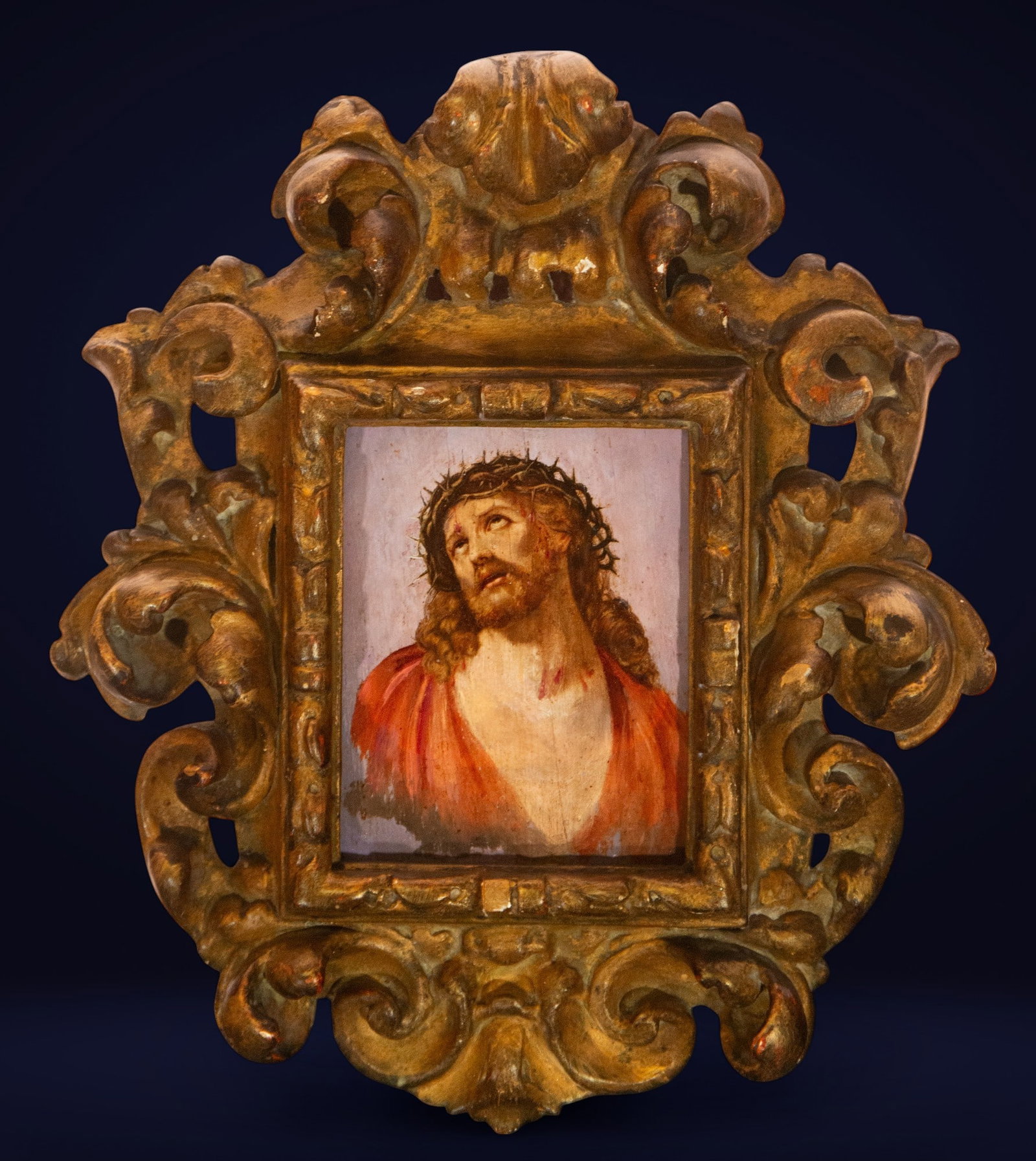 Christ of Nazareth, 17th century: Oil on canvas. Measurements: 14 cm x 11 cm and 32 cm x 28 cm