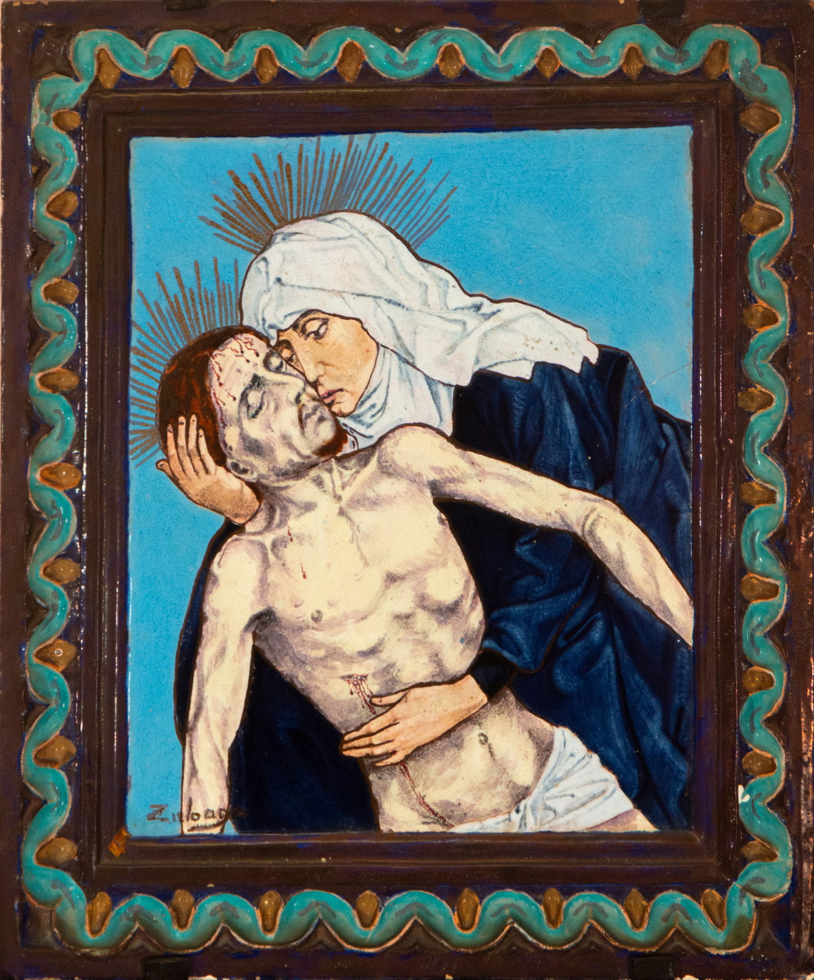 Piedad, Daniel Zuloaga, Spain, 19th-20th centuries: Oil on canvas. Measurements: 20 cm x 33 cm and 29 cm x 42 cm