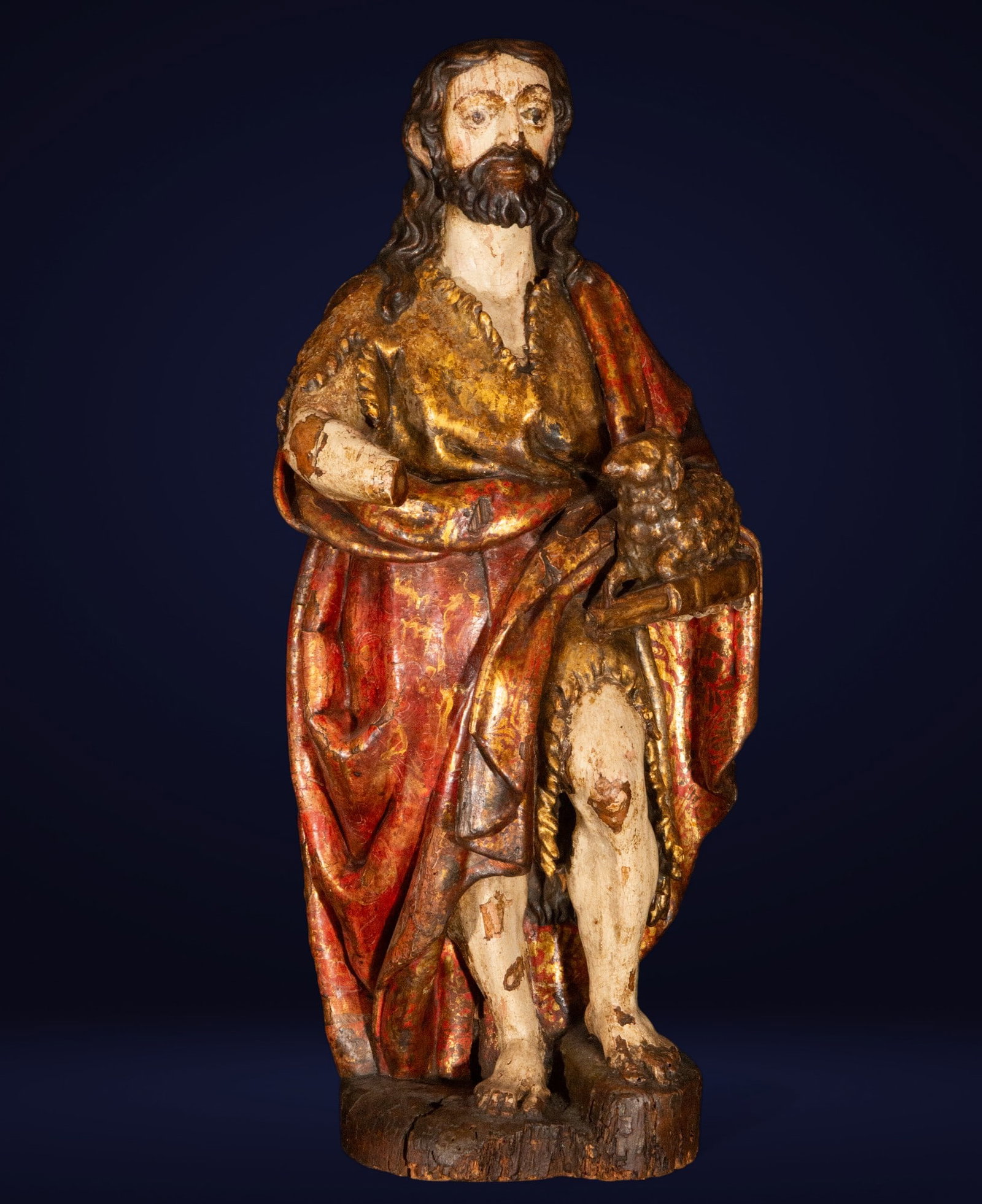 Carving from the 16th century. Saint John the Baptist. Italy - Tuscany or Veneto: Wood. Measurements: 75 cm x 34 cm x 27 cm