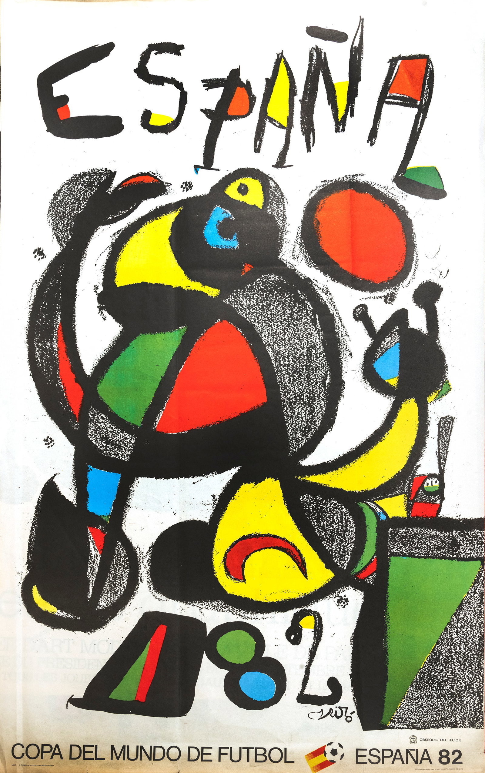 JOAN MIRÓ (Barcelona, 1893 - Palma de Mallorca, 1983) - Poster for the 1982 World Cup in Spain.: Lithograph. Dimensions: 76 x 56 cm