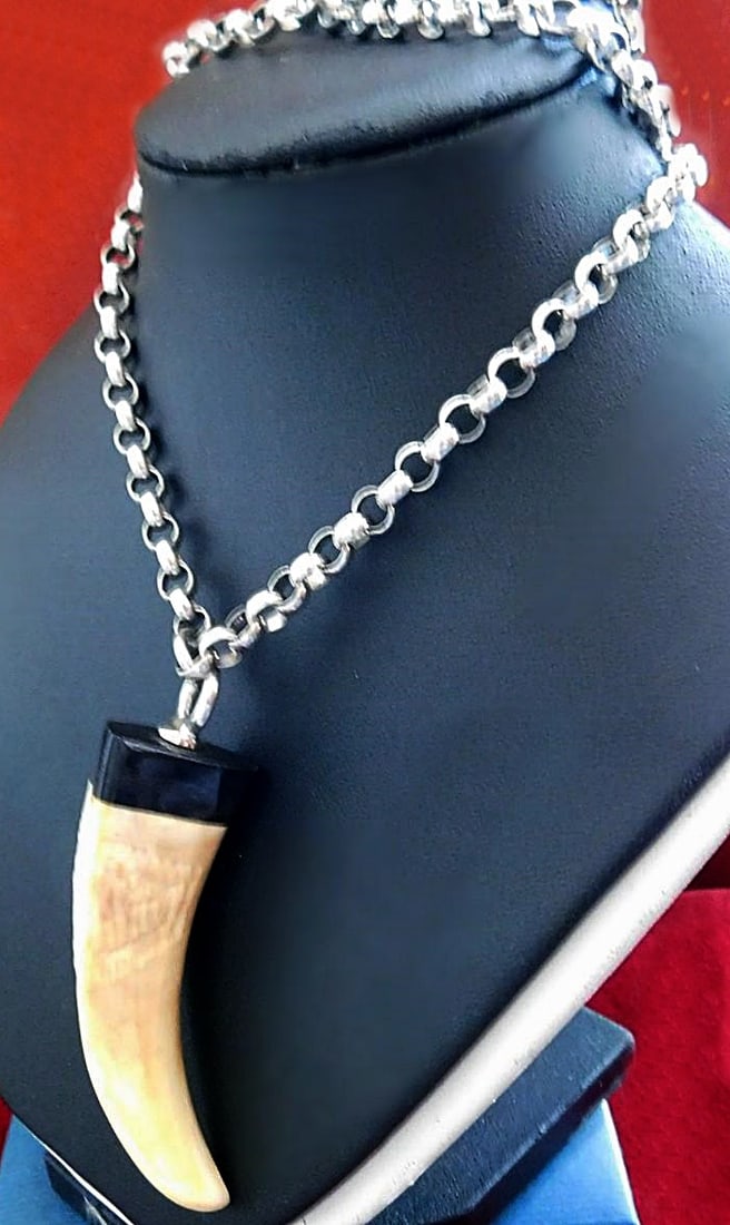 Necklace and pendant made of natural tusk and 925 sterling silver (1 of 6)