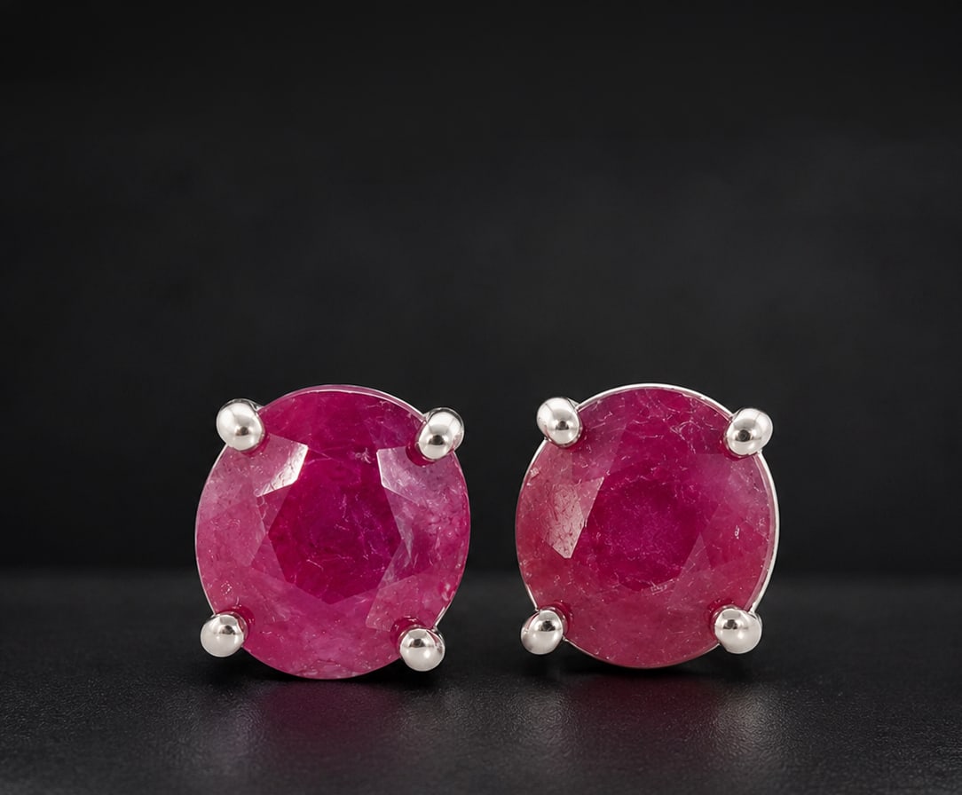 Pair of gold earrings with rubies (1 of 1)