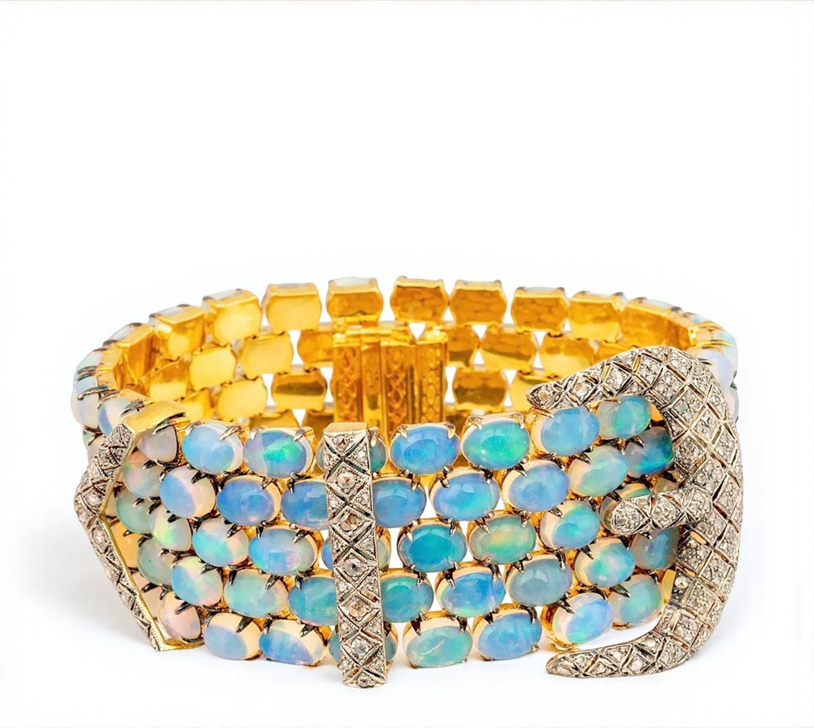 Beautiful bracelet with opals and diamonds (1 of 2)