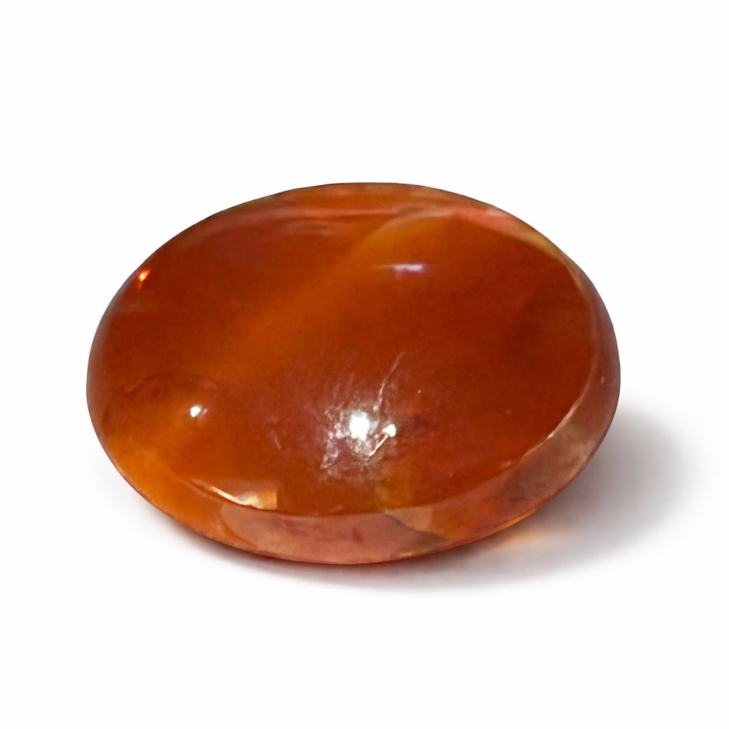 LARGE 25.8CT CARNELIAN CABOCHON FOR JEWELRY SIGNET MOUNTING: 25.80 CT. 2.7 X 2.4 CM. PROVENANCE: STOCK OF A RETIRED JEWELER.