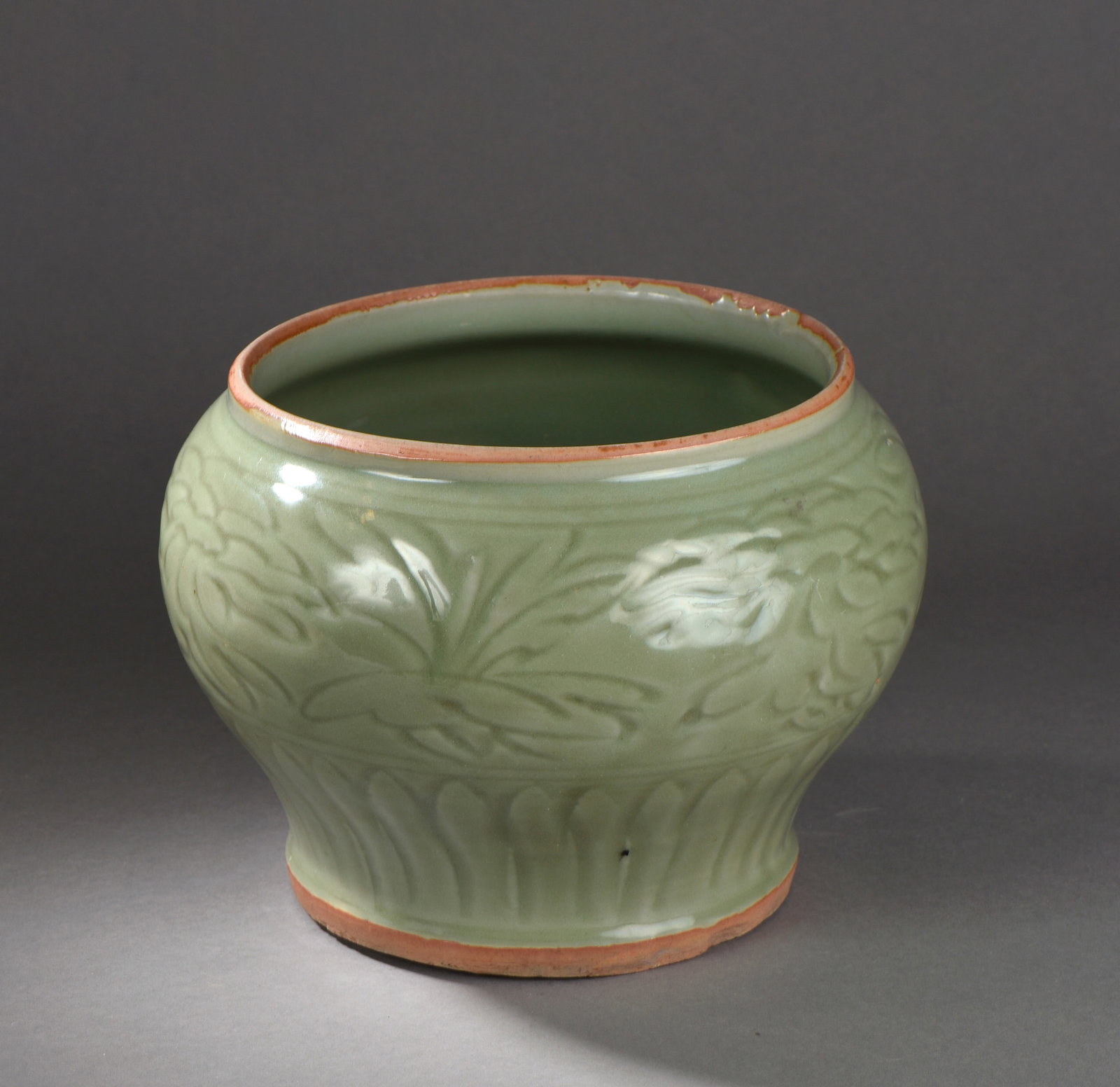 Celadon Jar with “Peony?? Motif. Yuan Dynasty, 1271–1368. (1 of 2)
