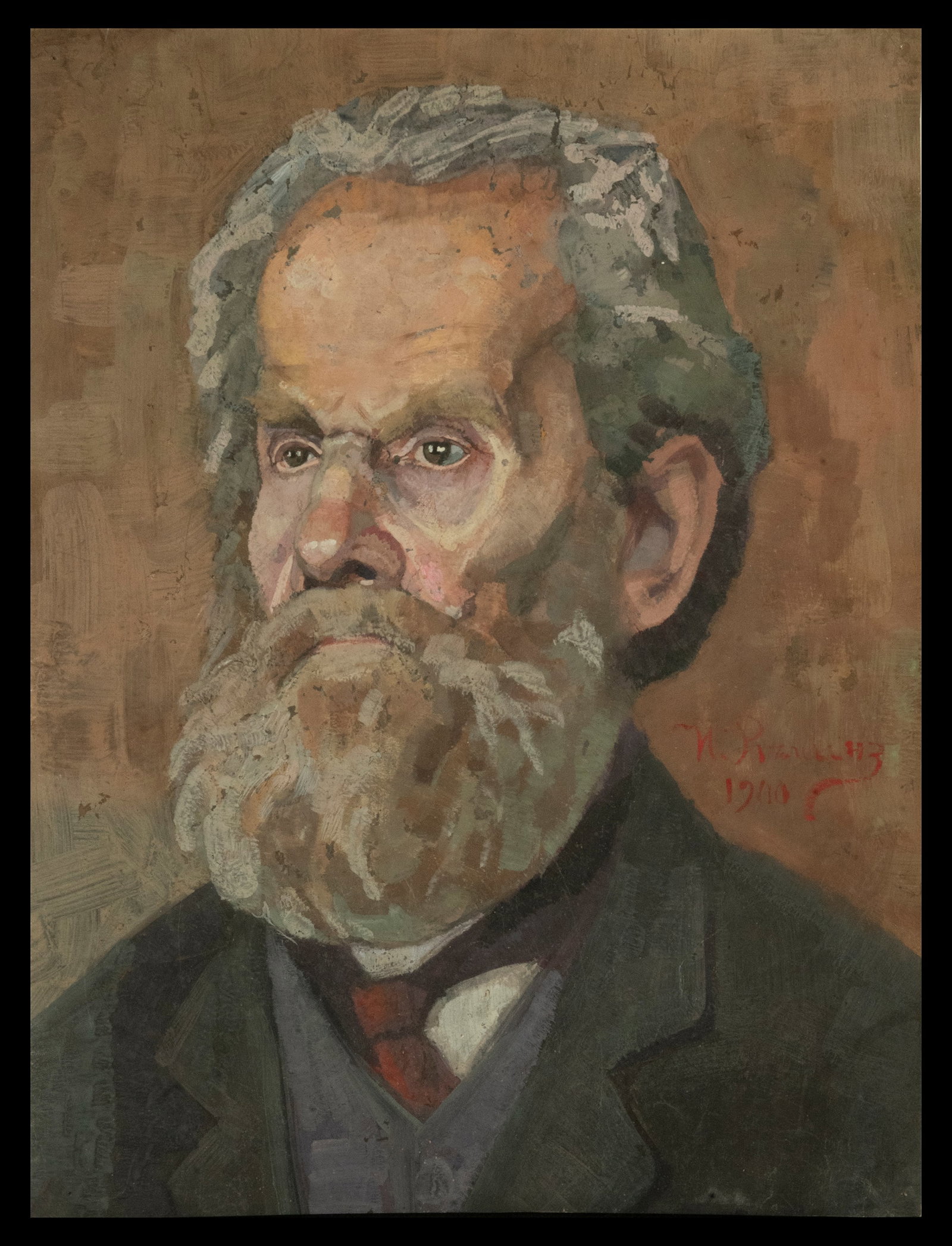 Ilia Repin (1844-1930) - Unpublished Portrait of Karl Marx, Russian Contemporary Avant-garde school: Oil on cardboard, 52 x 41.5 cm. Signed and dated 1940 in the lower right corner. Iliá Yefímovich Repin Chukhúyiv, Kharkiv Governorate, Russian Empire, July 24/August 5, 1844 greg. - Kuokkala, Finla