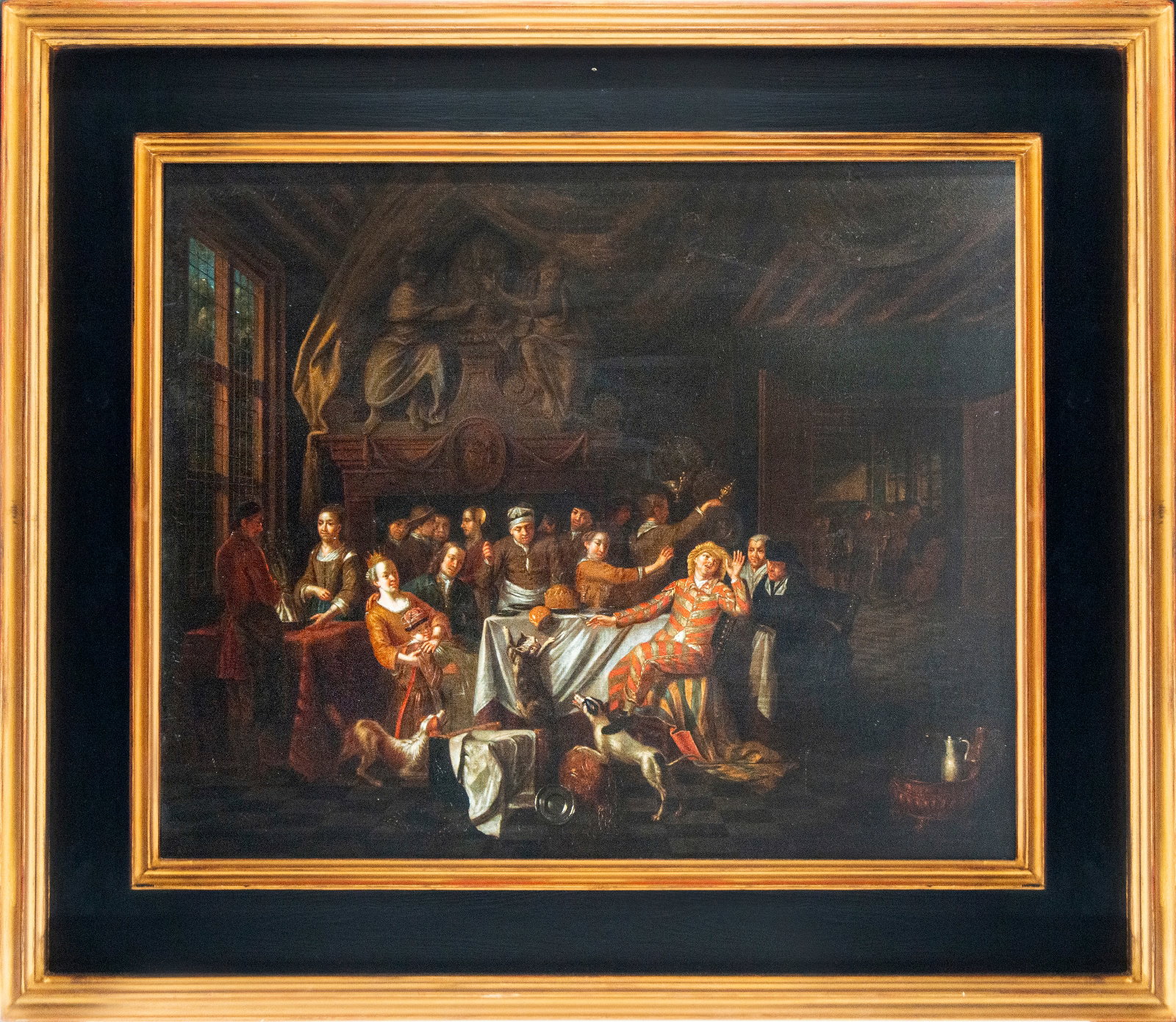 Jan Josef Horemans the Elder (Antwerp, 1682 - 1752) - Important Flemish Interior Scene of the 17th: Oil on canvas, signed lower right corner. Dimensions: 65 x 69 cm; 115 x 100 cm with frame. Flemish painter. He trained with the sculptor Michiel van der Voorti and later with the Dutch painter Jan van