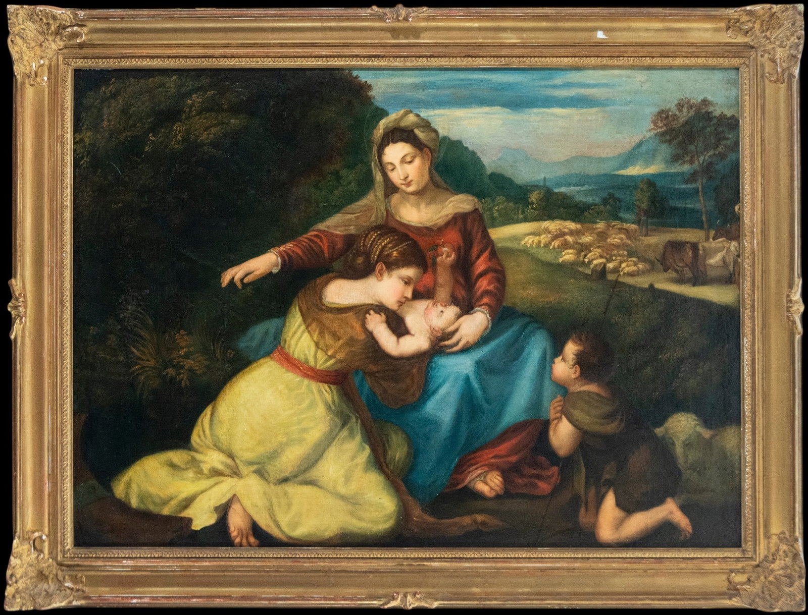 Following Raphael, Large Virgin and Child and Saint John of the 19th century (1 of 6)