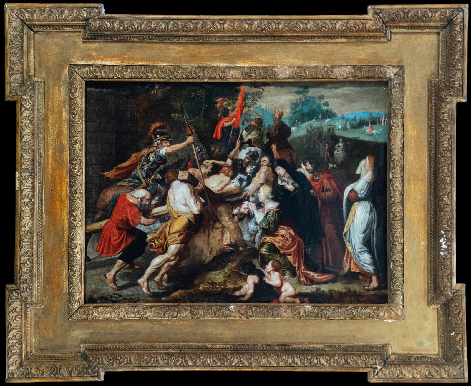 Christ on the Way to Calvary, School of Van Dyck, 17th century - on copper: Oil on copper. Measurements: 69 x 52 cm; 102 x 85 cm with frame.