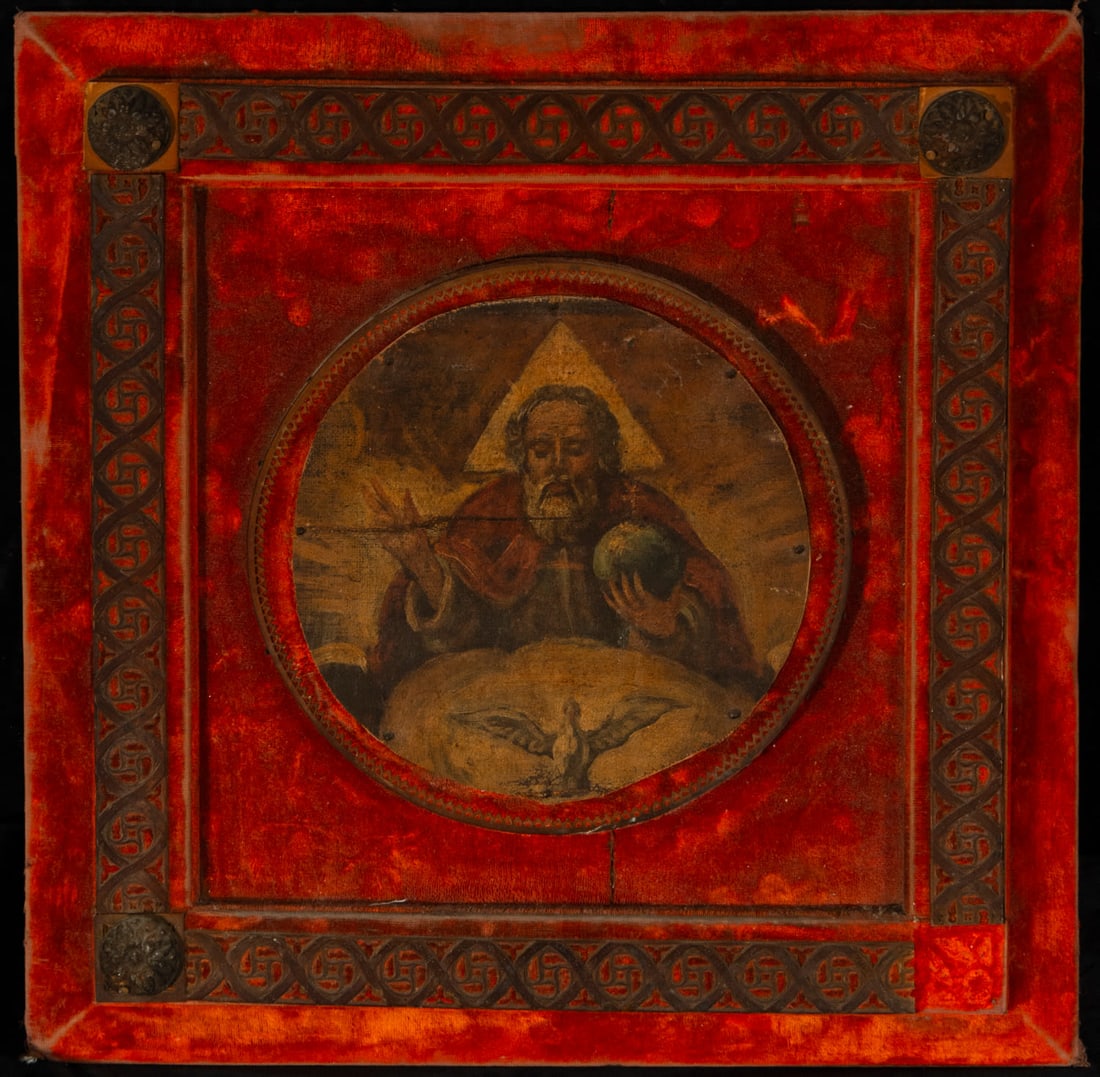 Colonial school, Mexico, 17th century God the Father on oval panel (1 of 4)