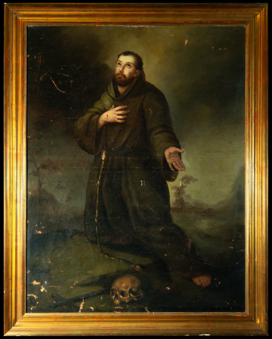 Late 18th Century Goyesque School - Large Saint Francis of Assisi, circle of Francisco de Goya: Canvas only dimensions: 100 x 75 cm. Framed dimensions: 113 x 88 cm. Provenance: Important private collection in Barcelona