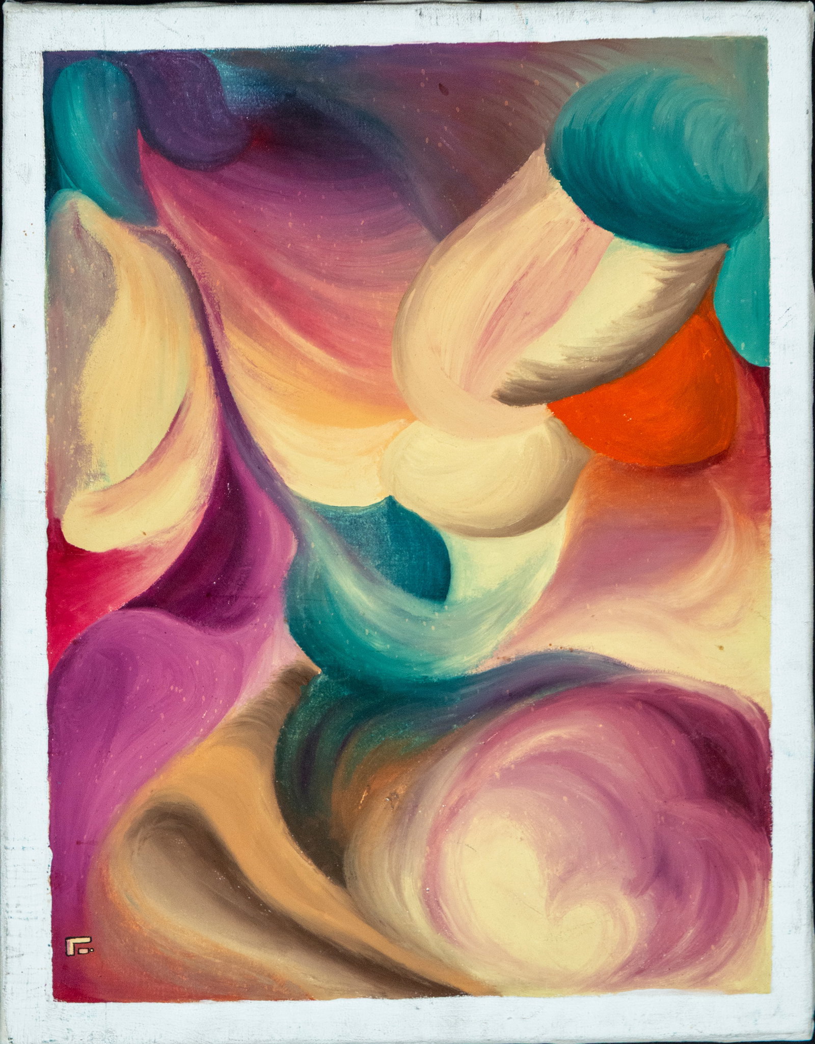 Organic abstraction in red, signed with an anagram. Spanish School. 20th century (1 of 7)