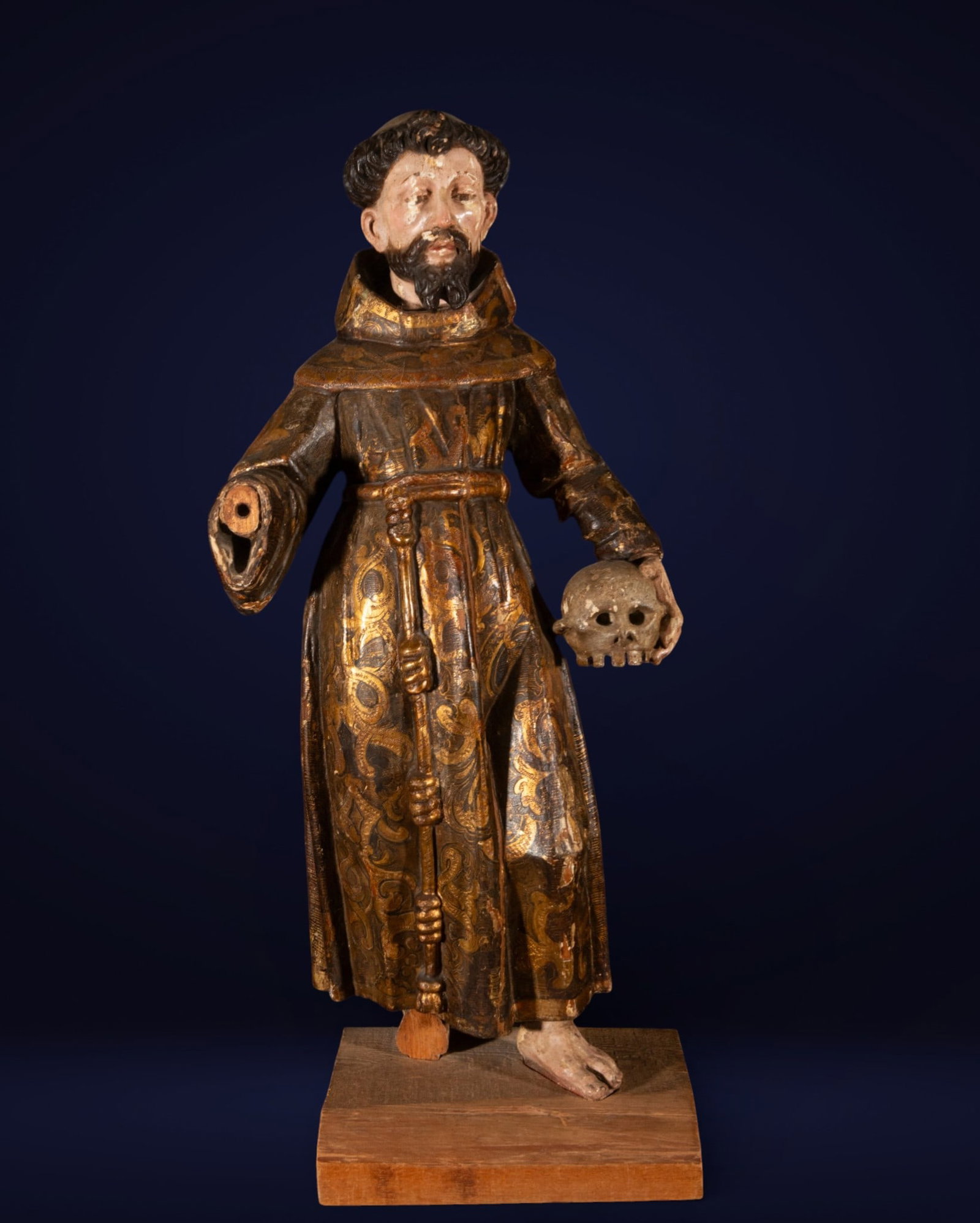 San Francisco, 16th-century Hispano-Flemish school: Carved, polychrome and gilded wood, probably. Measures 75 x 24 x 32 cm.