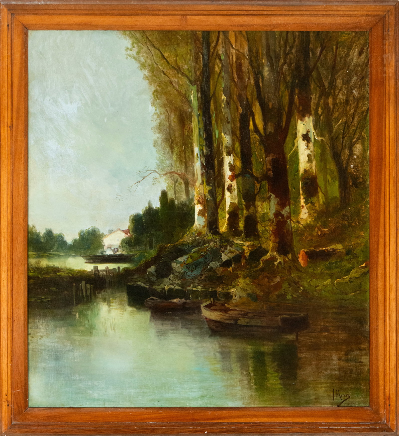 Spanish School of the Late 19th Century - Landscape with River, Signed J. Aforera (1 of 5)