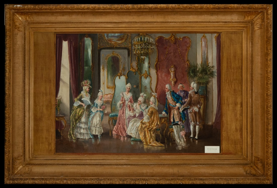 Court Scene, 19th century Viennese school: Oil on canvas, measurements: 100 x 75 cm. Framed measurements: 160 x 110 cm