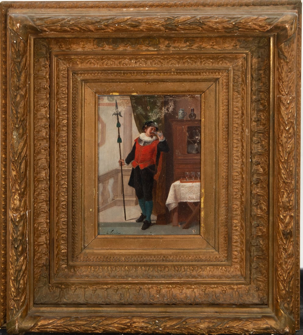 Halberdier drinking from a cup, 19th-century Spanish school (1 of 4)