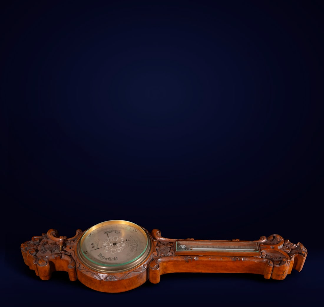 Large Victorian English Weather Station Thermometer, 19th Century: Measurements: 85 x 25 x 10 cm