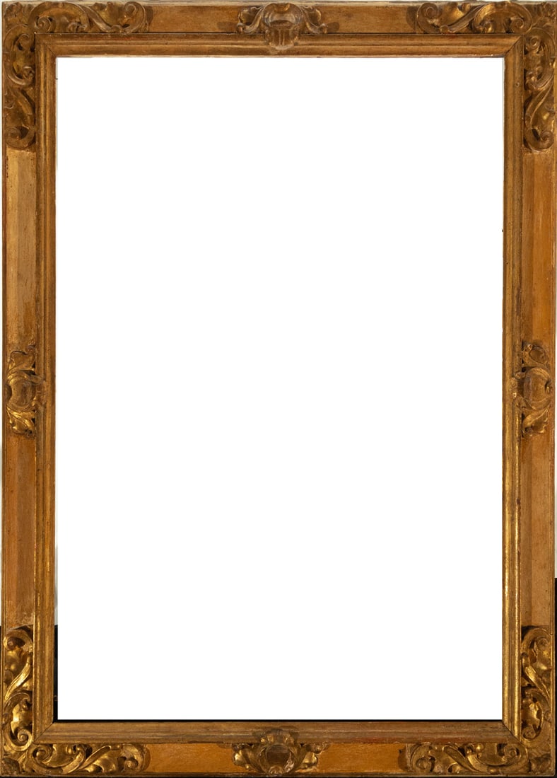 Spanish Baroque gilded frame, 17th century: Measurements: 103 x 76, light measurements: 88 x 61 cm