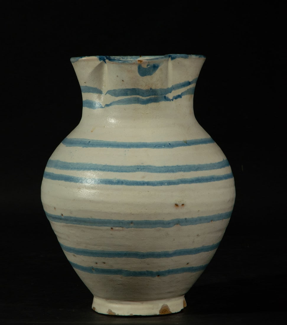 Talavera Wine Jug, 19th century: Measurements: 27 x 22 x 22 cm