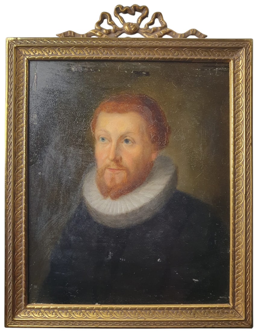 Jacob Selm(1517-1584) Hamburg nobleman, Sillem family, oil on metal: Measurements: 14 x 12cm