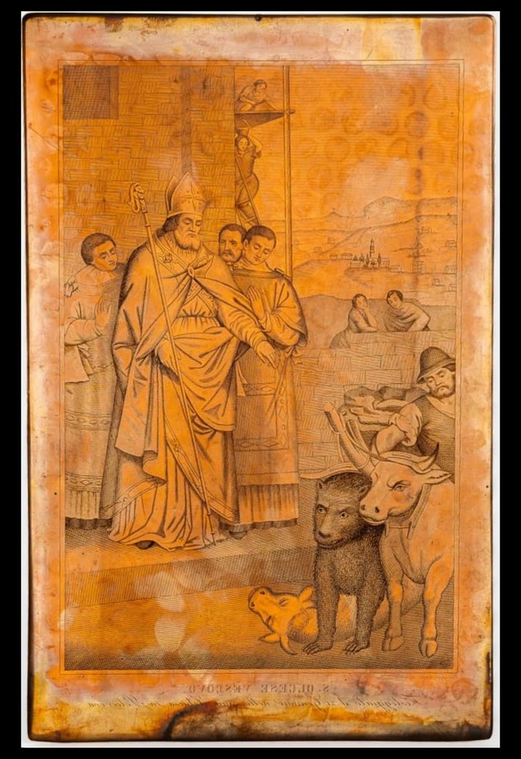 Giuseppe Isola (1808-1893) copper plate for engraving: Made of embossed copper, Dimensions: 27 x 18 cm