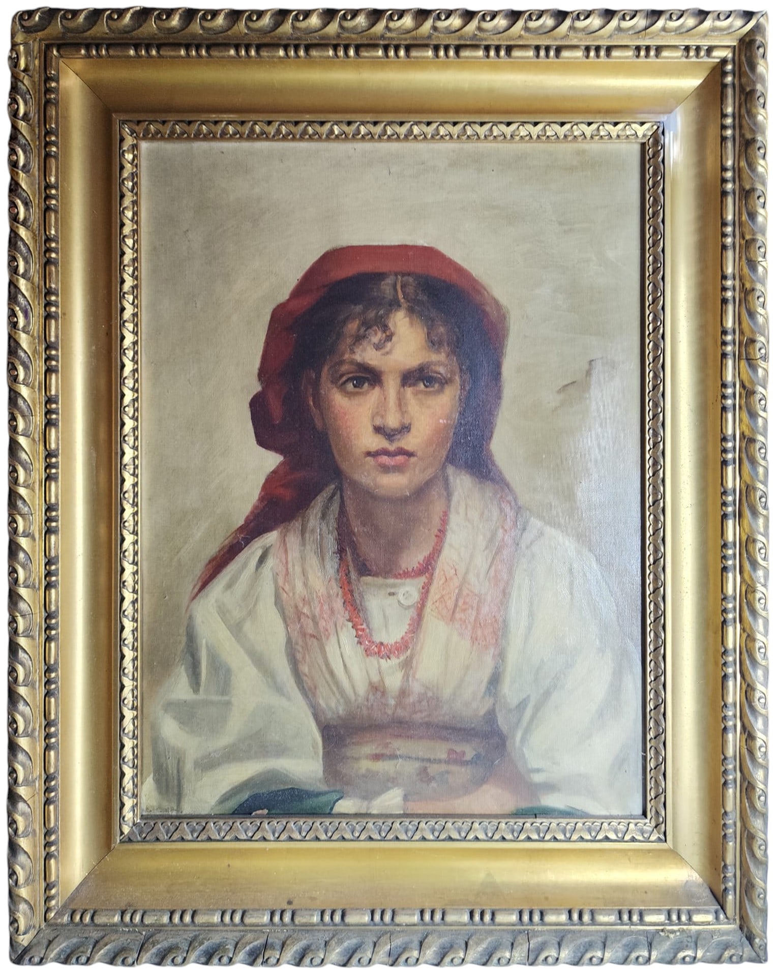 Young Peasant Girl - Manner of Hugo Schubert, Austria, 1874-1913: Canvas dimensions: 54.5 x 40 cm, Framed dimensions: 71.5 x 61.5 cm