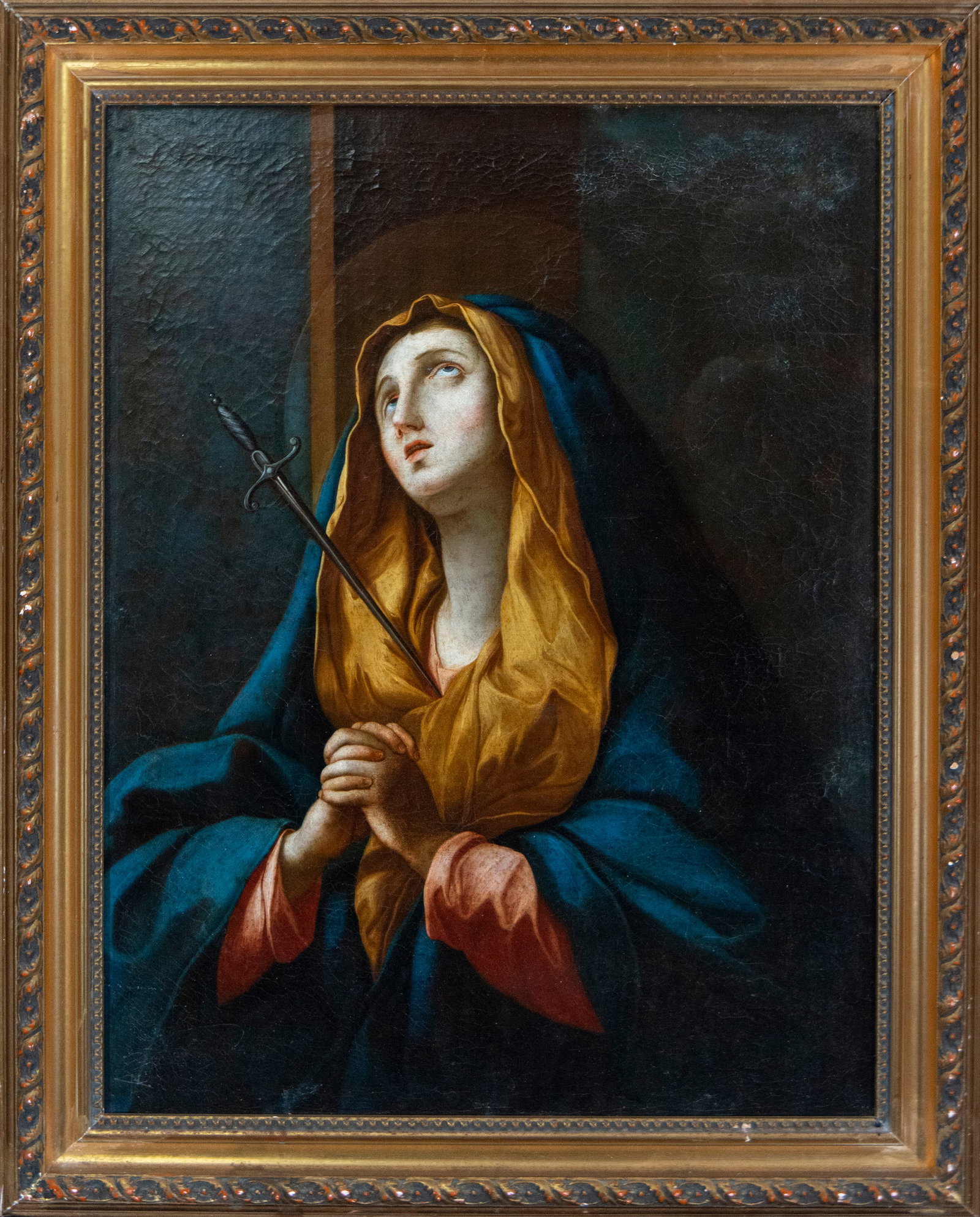 Our Lady of Sorrows, Roman Baroque school of the 18th century: Oil on canvas. Measurements 73 x 57 / 88 x 71 cm.