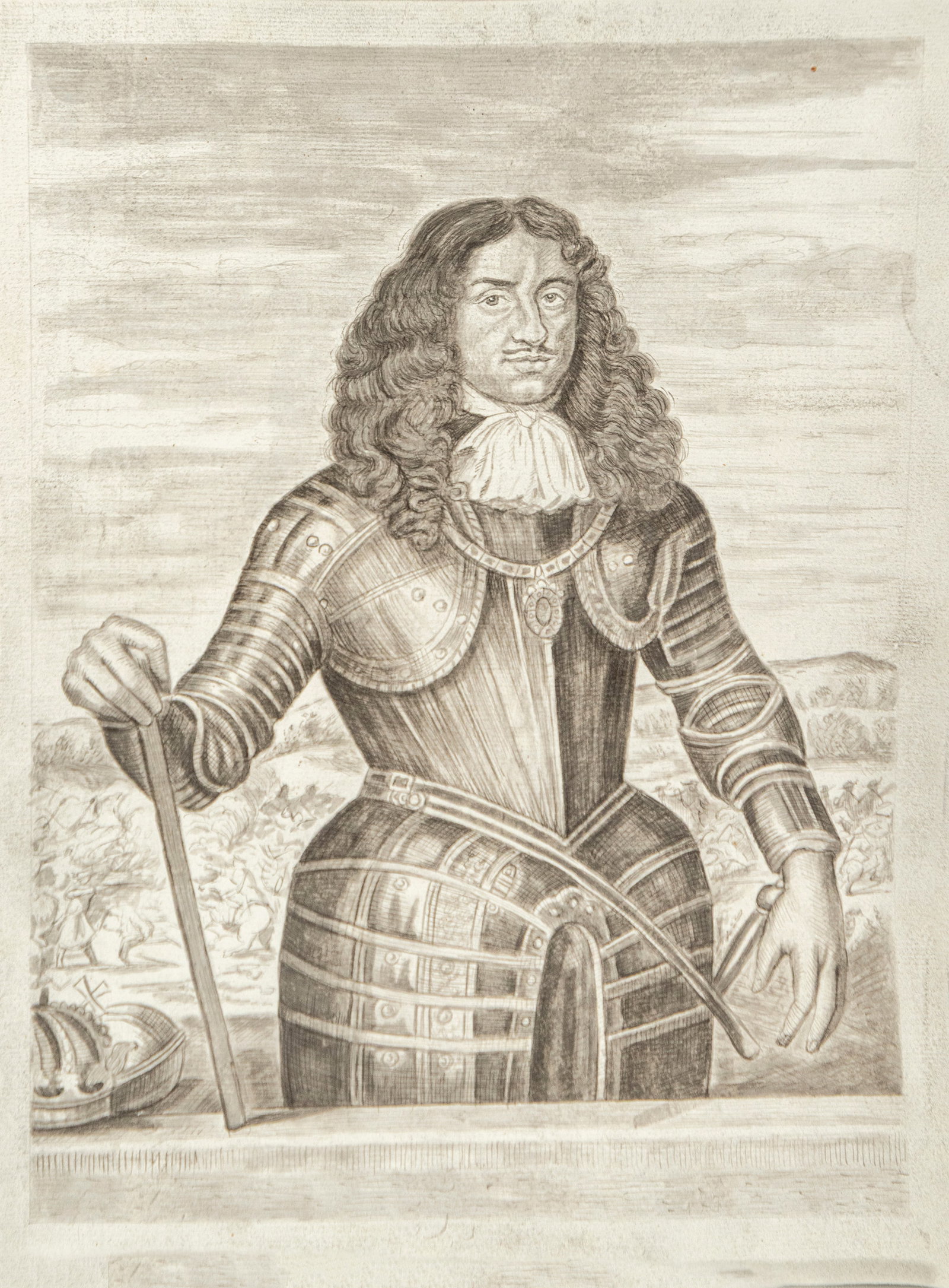 Drawing of Louis XIII in armor, European school, 19th-20th century (1 of 2)