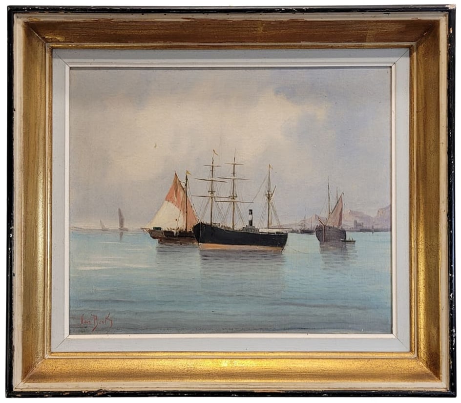 “KORTENHOEF SHIPS?? BERNARD VAN BEEK, THE HAGUE SCHOOL, CIRCA 1910 – NETHERLANDS (1 of 2)