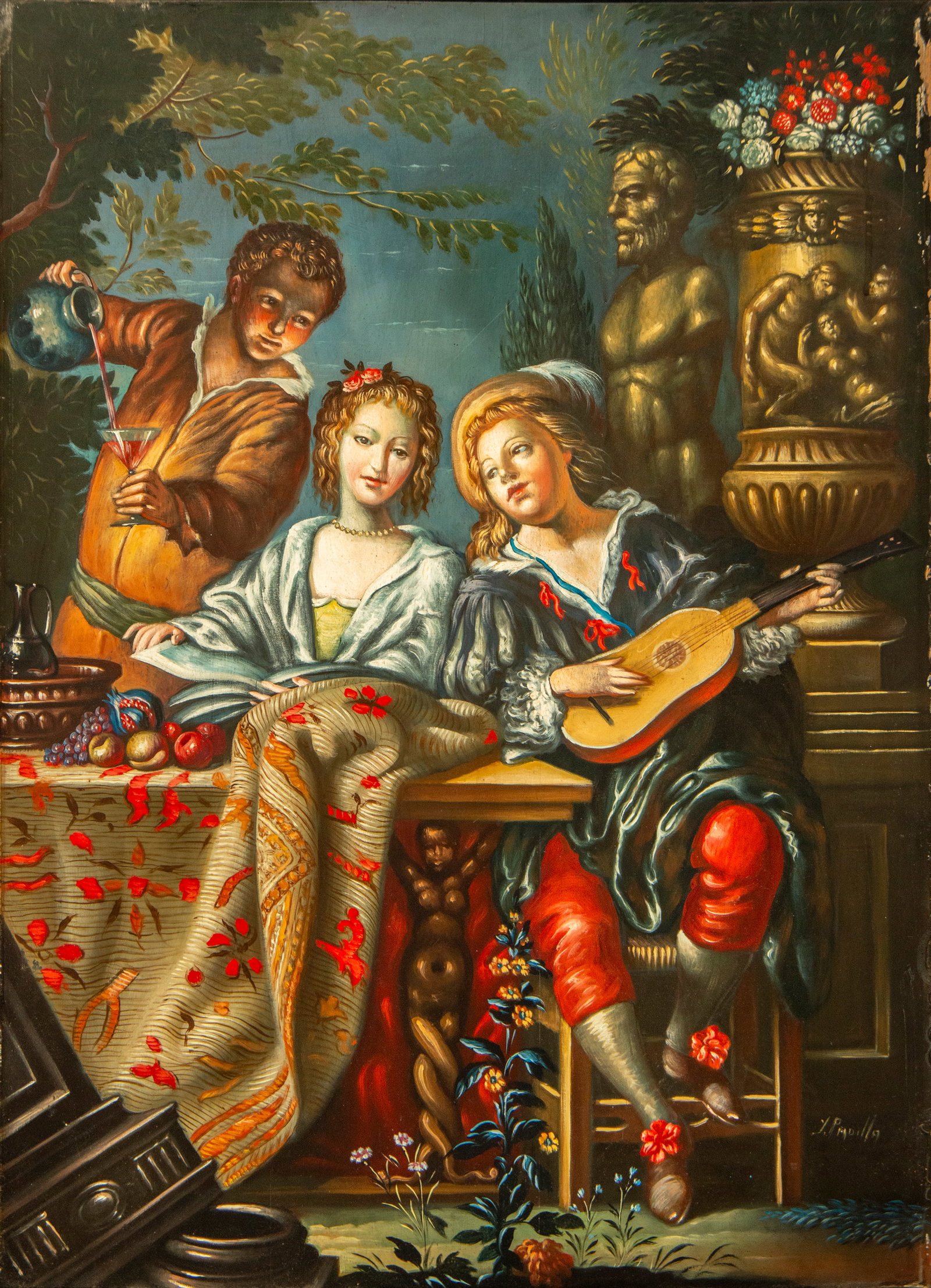 Gallant scene. Spanish Baroque school. 20th century (1 of 4)