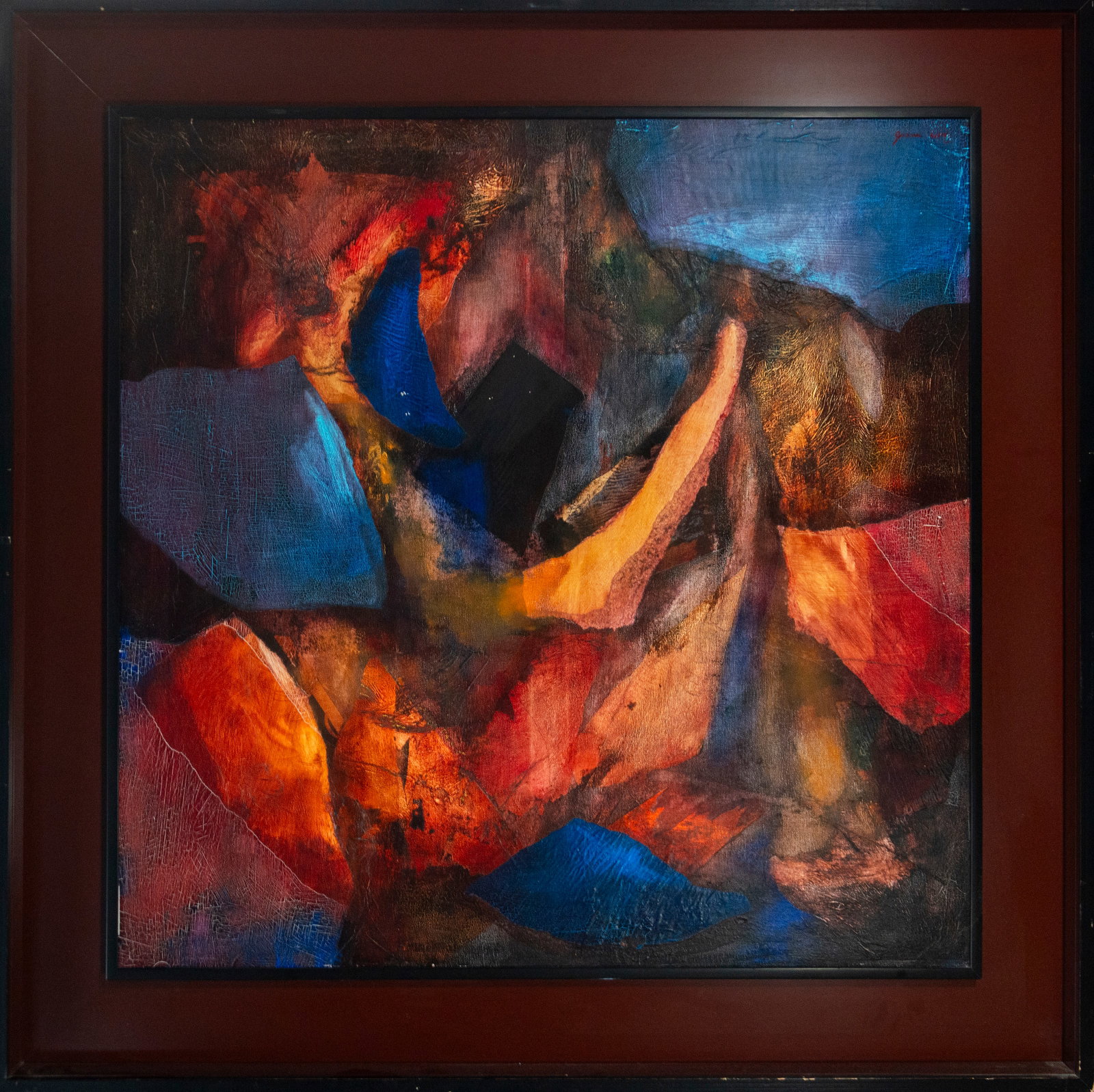 Abstraction - Juana López, Contemporary Art - 20th Century: Oil on canvas, Measurements 111x109 cm (141x139 cm)